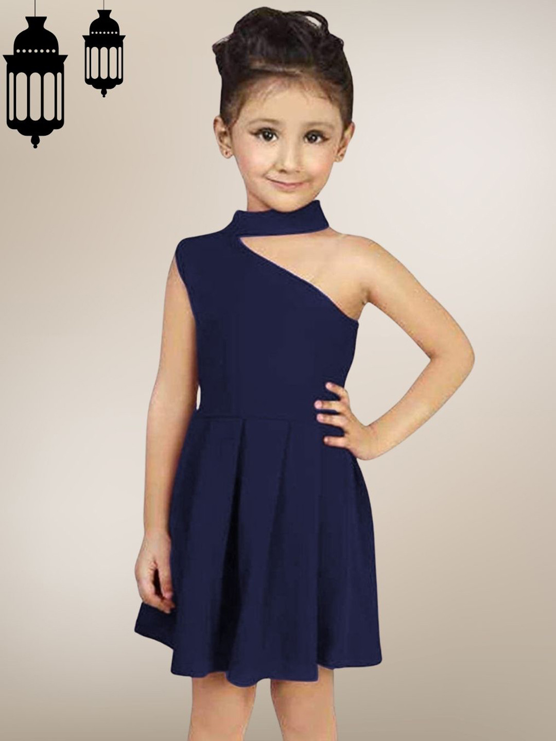 Tejam Girl Embellished One Shoulder Applique A-Line Dress