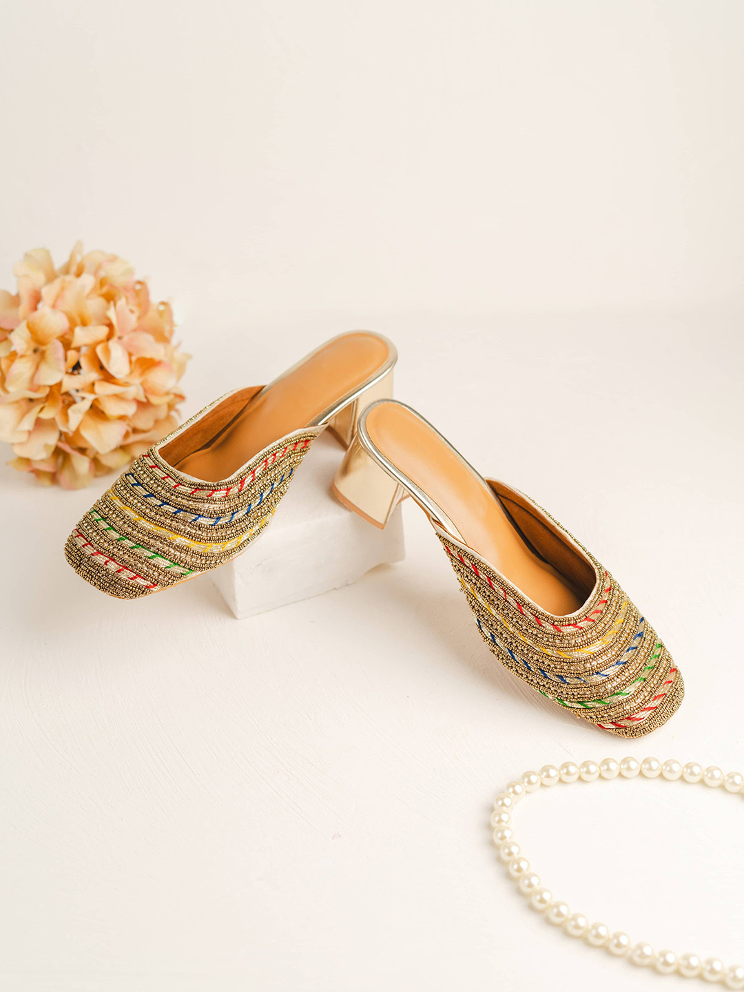 TheChokri Women Square Toe Block Mules