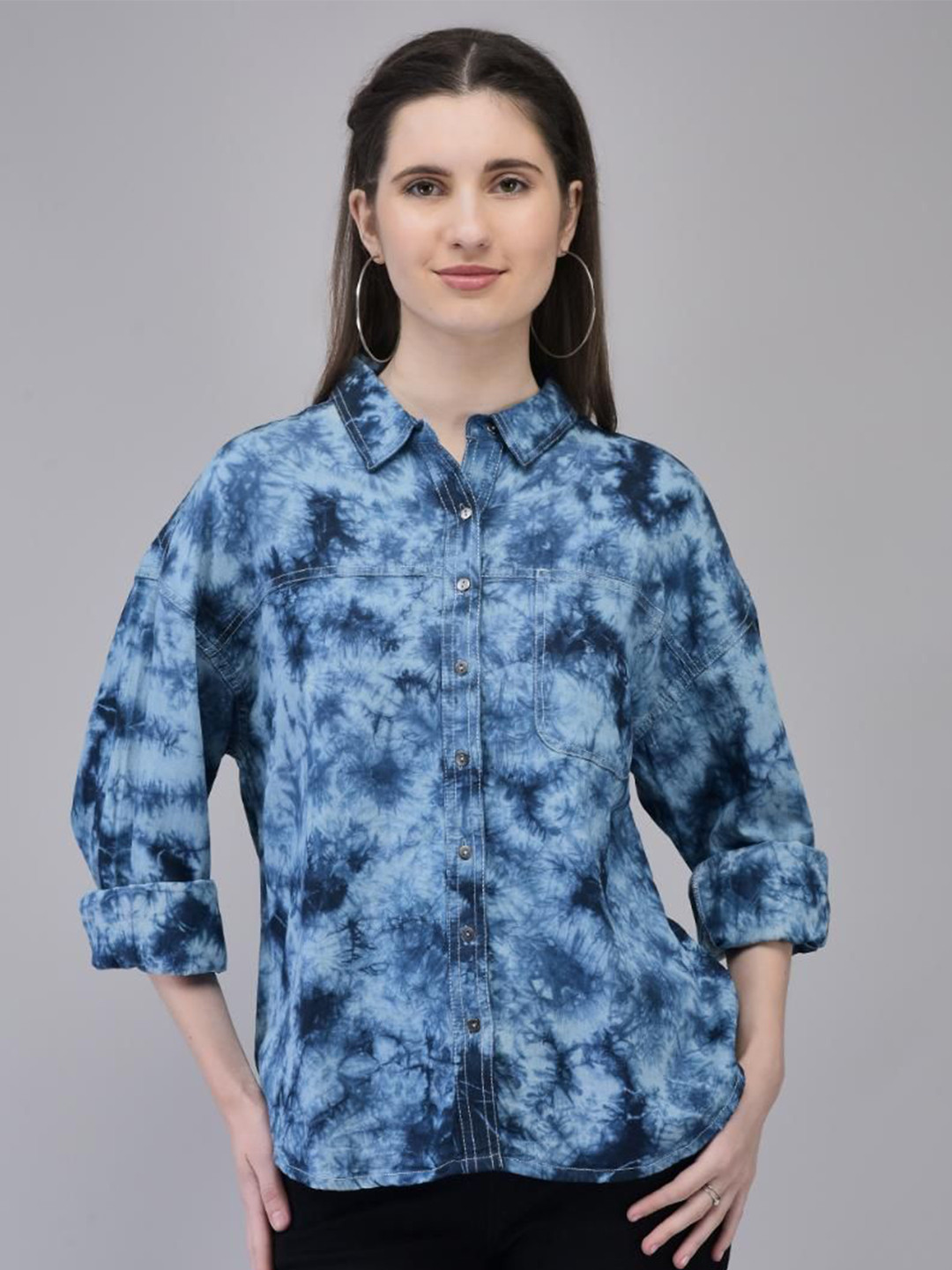 Aralia Women Tie & Dye Spread Collar Casual Shirt