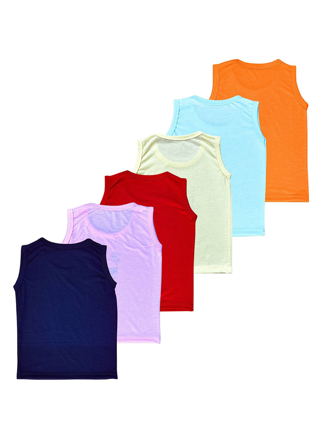 Surfbae Infants Pack Of 6 Printed Pure Cotton Basic Vests ORBC-710+711b-14