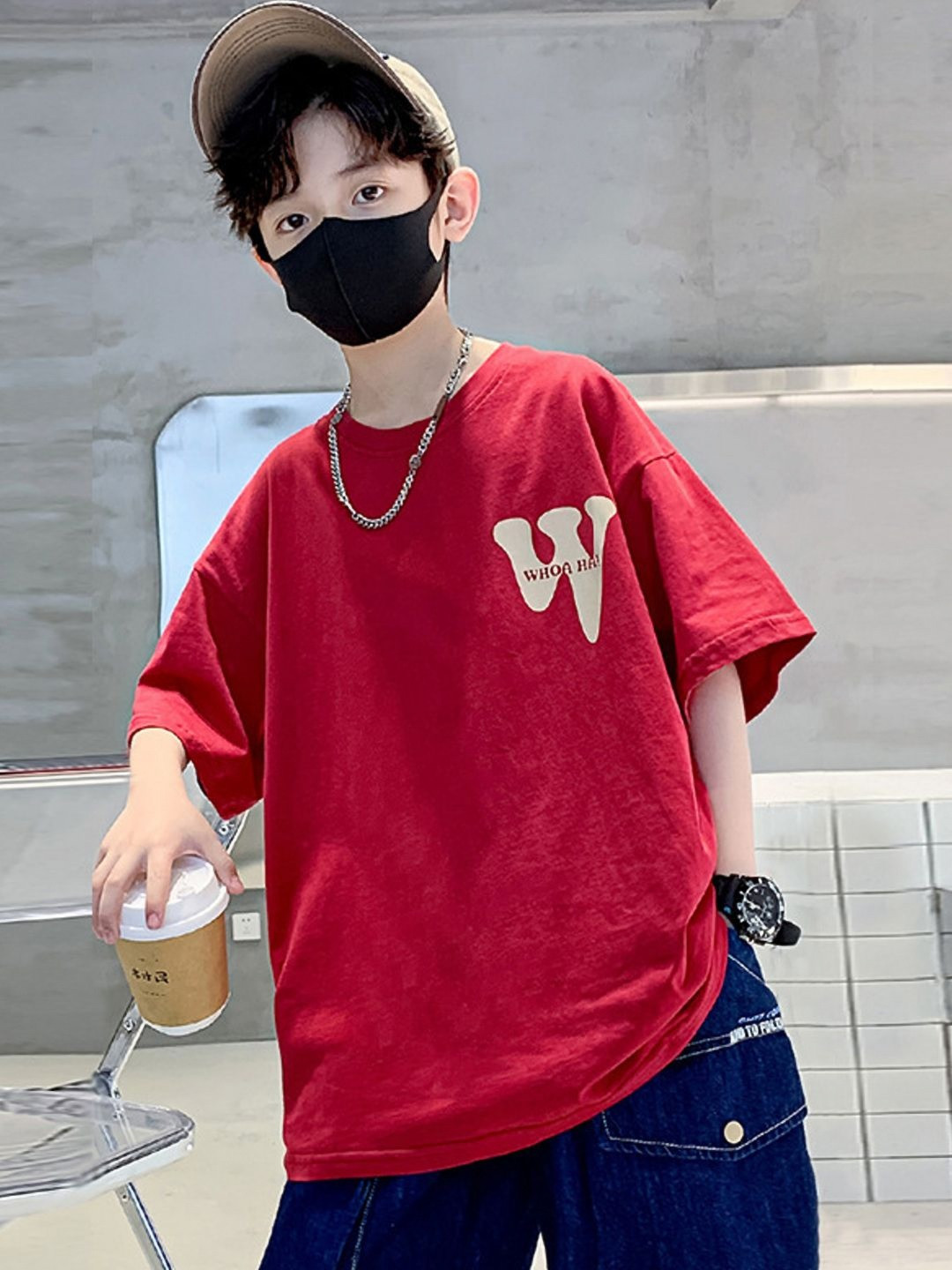 Xsole Boys Graphic Printed Round Neck Cotton Oversized T-shirt