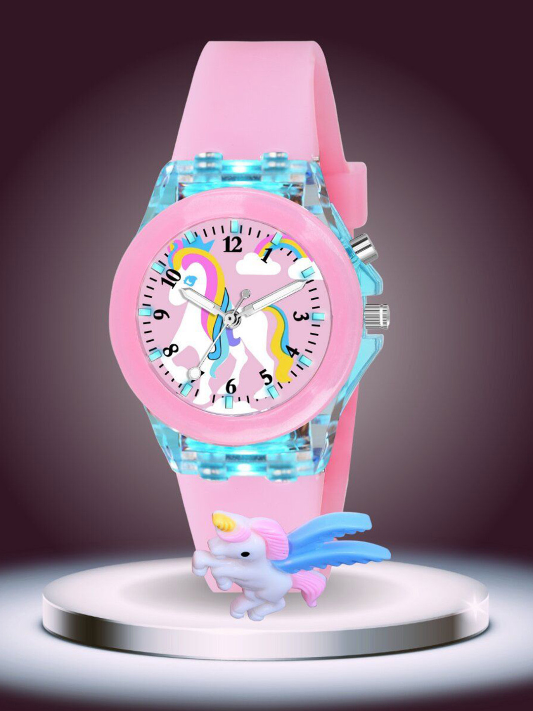 ON TIME OCTUS Girls Printed Dial & Straps Analogue Watch KD-031 PINK FULL UNICORN