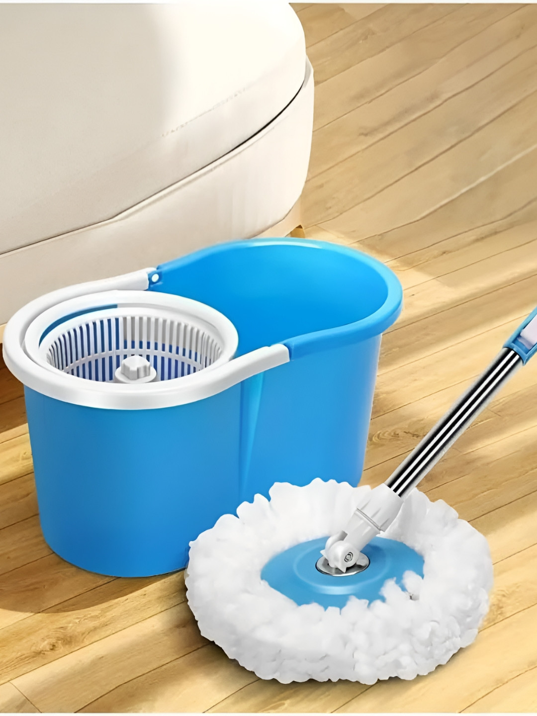 upkaranwale Blue Plastic Towel Rod With Bucket