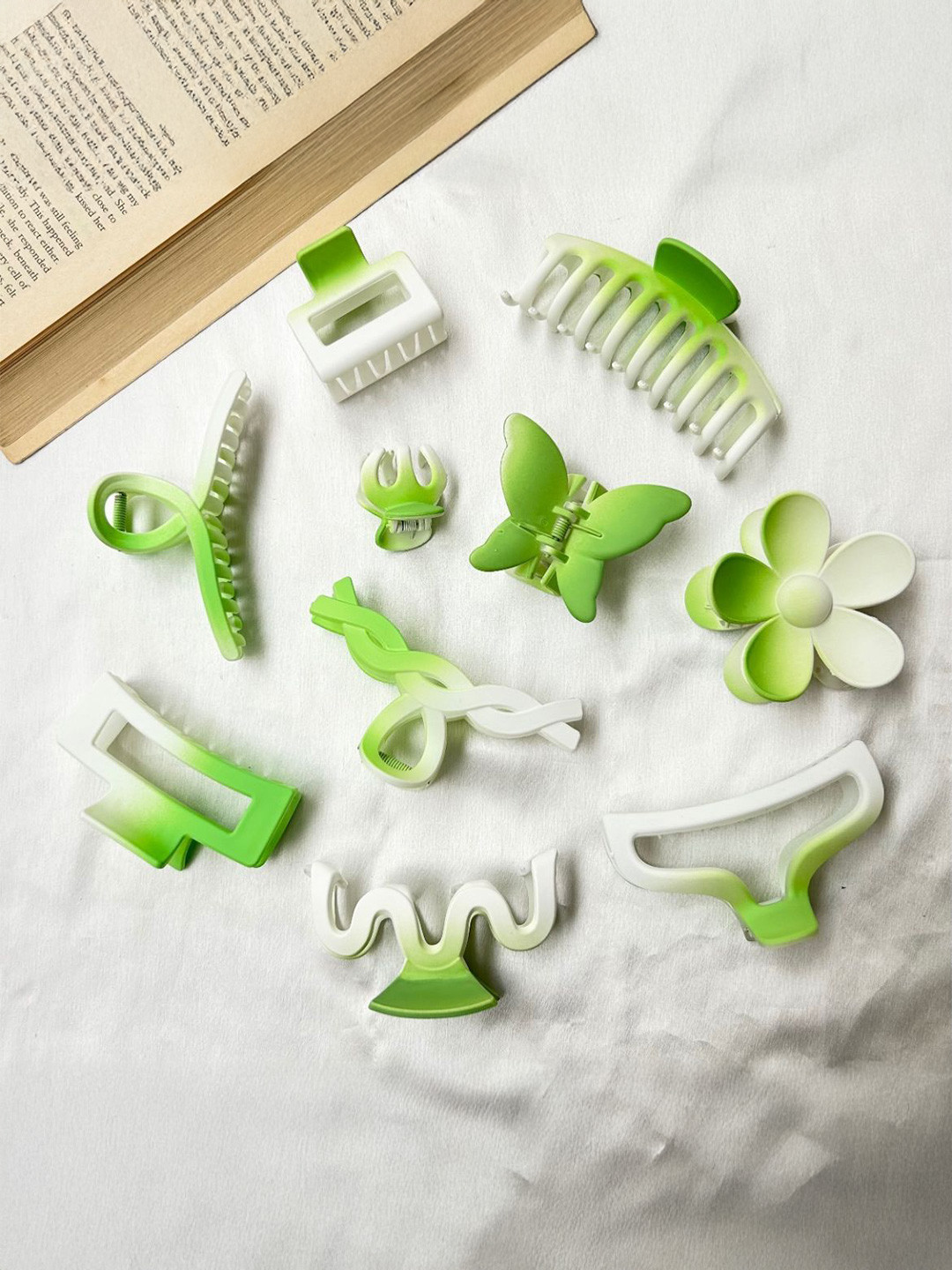 Radhya Accessories Gradient Matte Finish Hair Claws (Set  of 10 pcs)