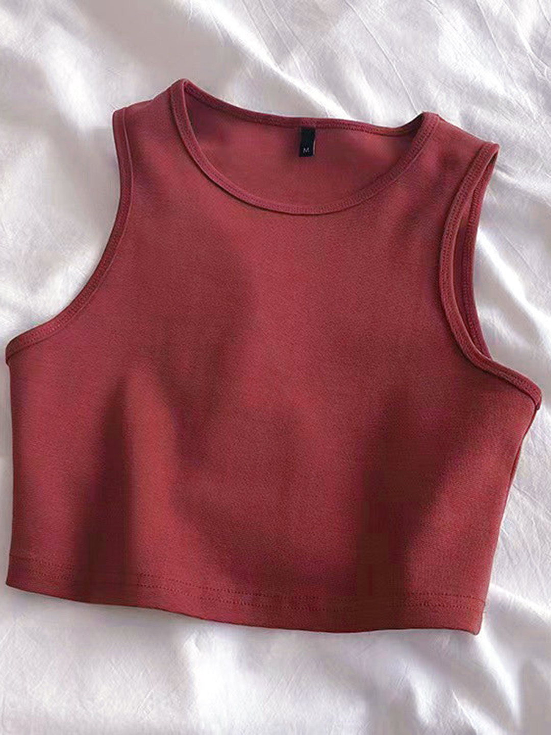 Outzidr Women Red Basic Cropped Tank Top