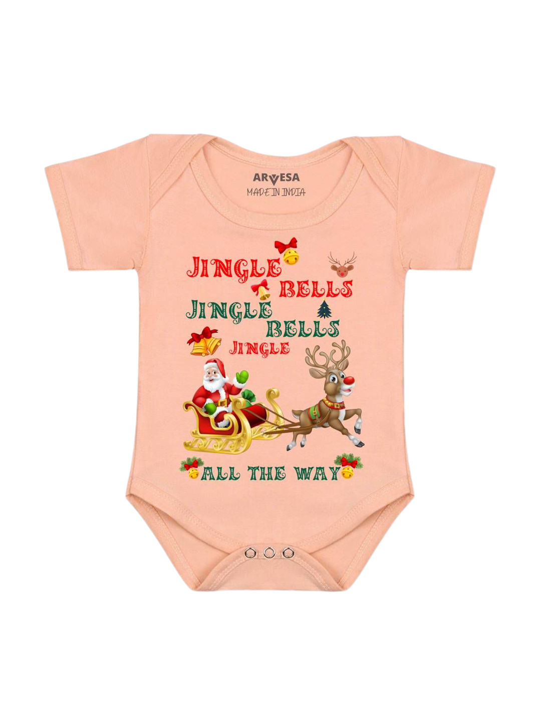 Arvesa Jingle Bell  All The Way  Printed Romper