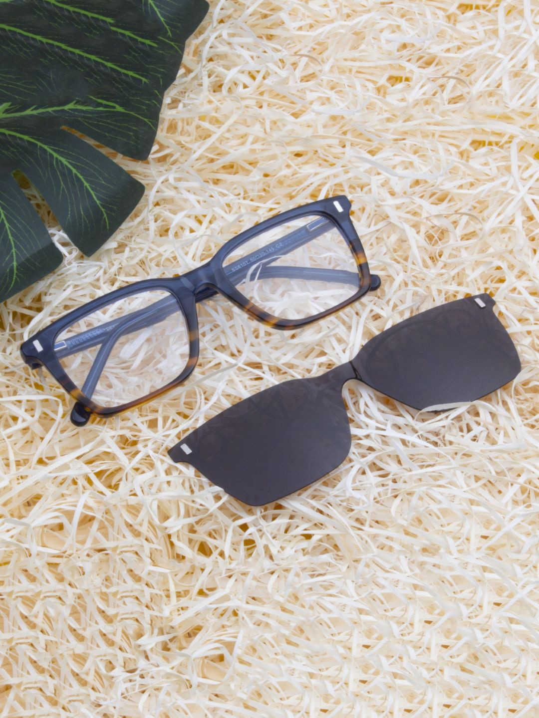 Ted Smith Unisex Blue-Demi Wayfarer Acetate Clip On Frames Clip On Sunglasses With Polarized Lens