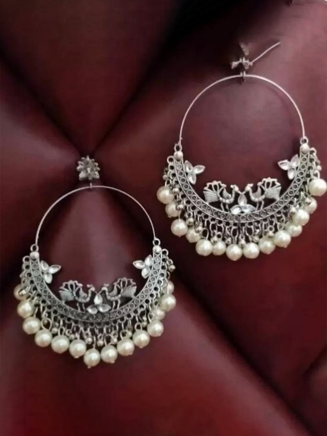 SZN Artificial Kundan Studded & Pearls beaded Contemporary Drop Earrings