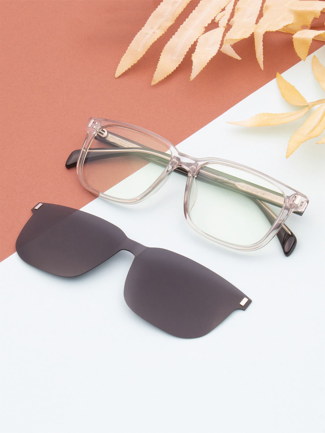 Ted Smith Unisex Crystal Wayfarer Acetate Clip On Frames Clip On Sunglasses with Polarized Lens