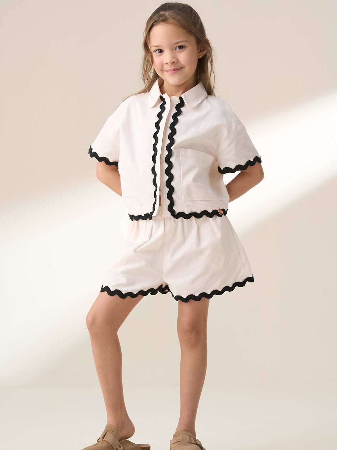 Angel & Rocket Kids Short Sleeves Cotton Linen Shirt With Shorts