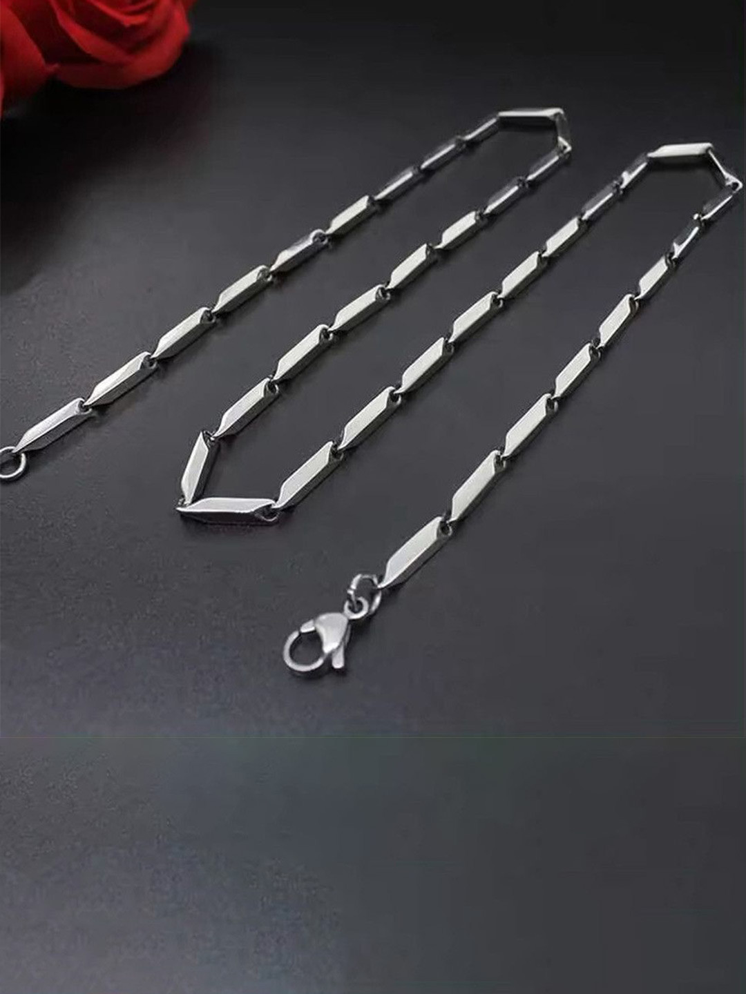 The Roadster Lifestyle Co. Men Silver-Plated Stainless Steel Trendy Rice Design Chain