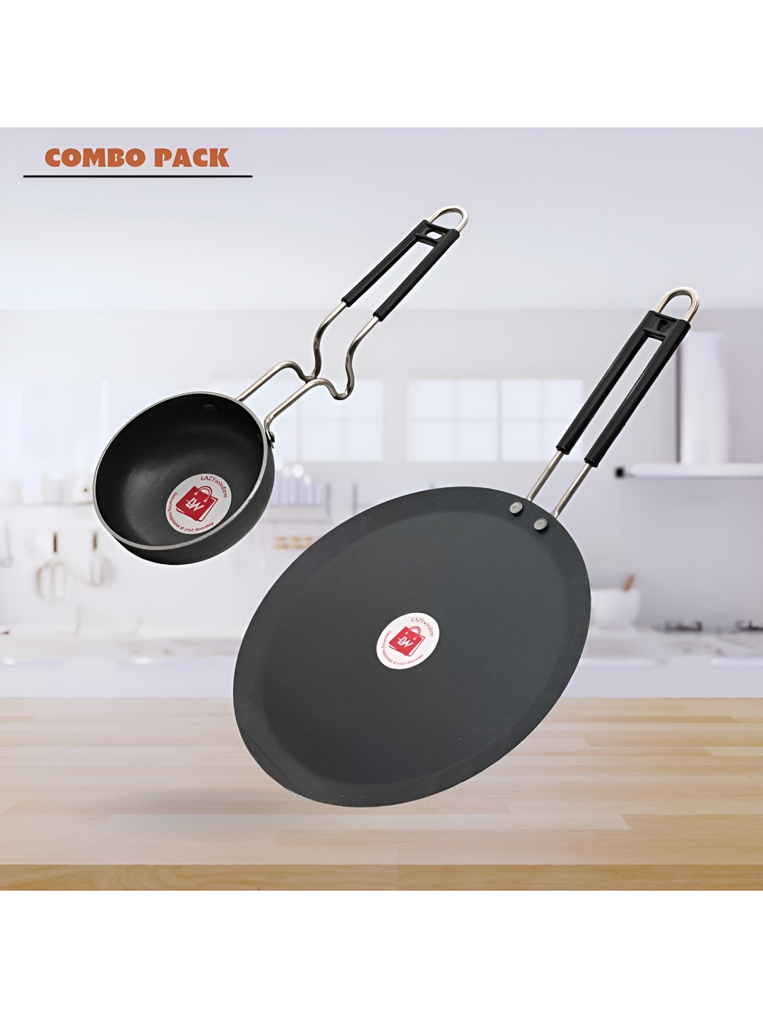 LAZYwindow 2 Pieces Black Microwave Safe Iron Cookware