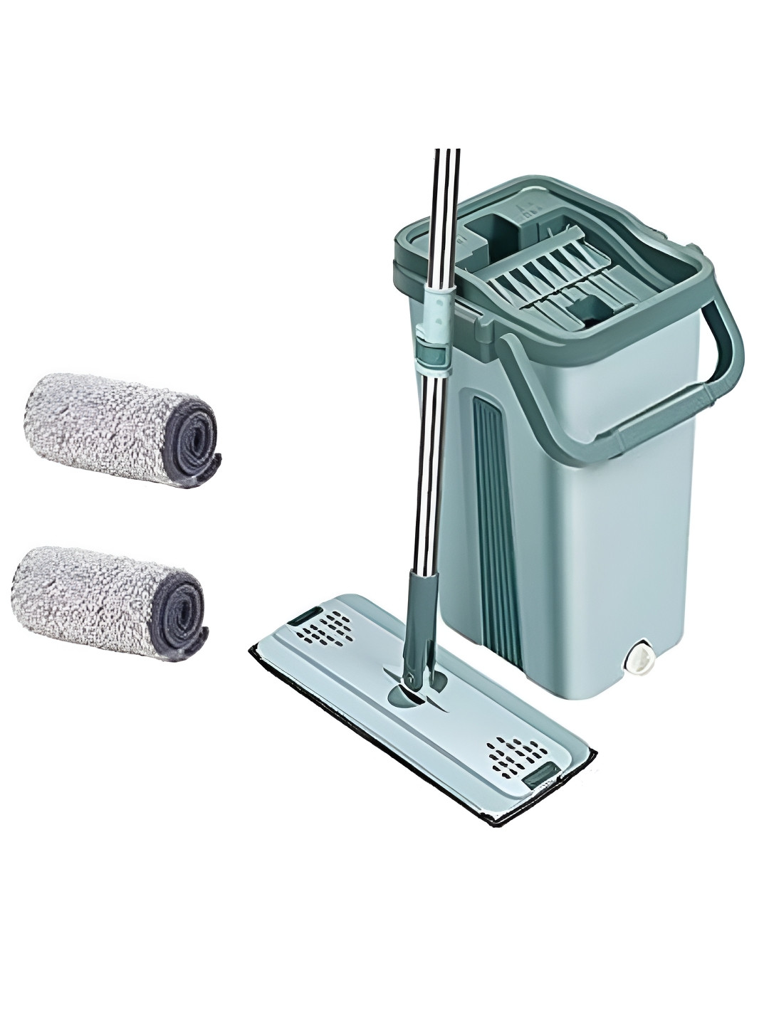 upkaranwale Green Floor Cleaning Reusable Dust Mop With 2 Soft Refill Pads