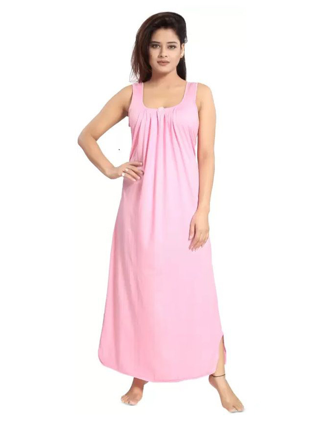 SAJATA Women Pure Cotton Maxi Nightdress