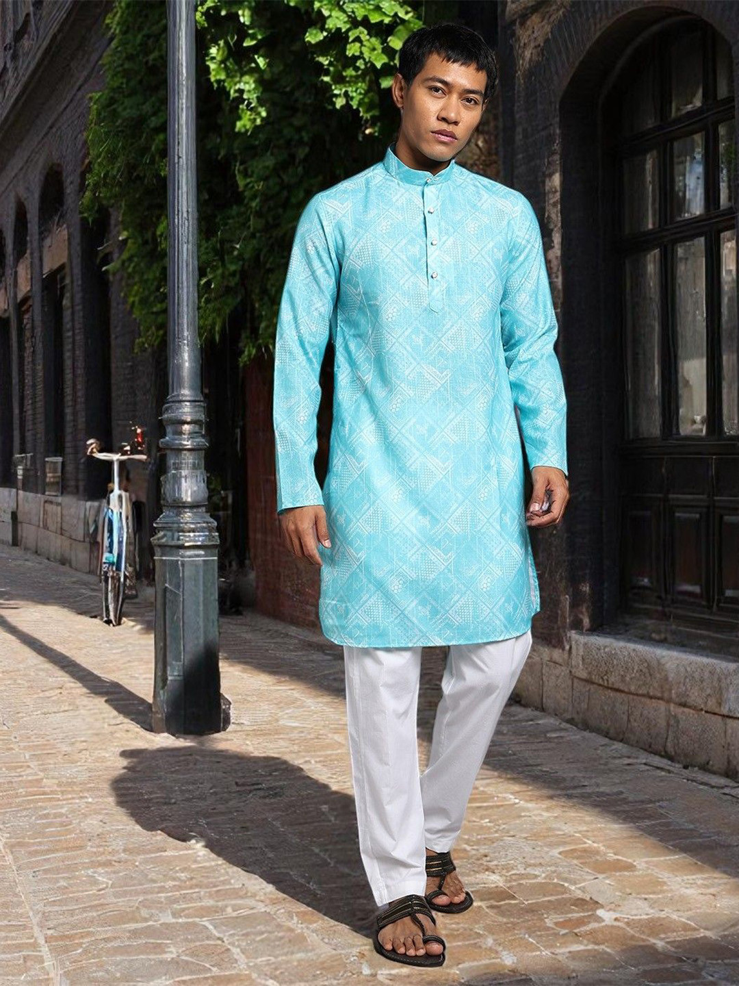TRYBUY.IN Men Geometric Printed Kurta