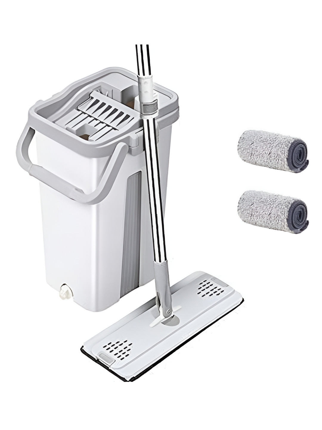 upkaranwale White Floor Cleaning Reusable Dust Mop With 2 Soft Refill Pads