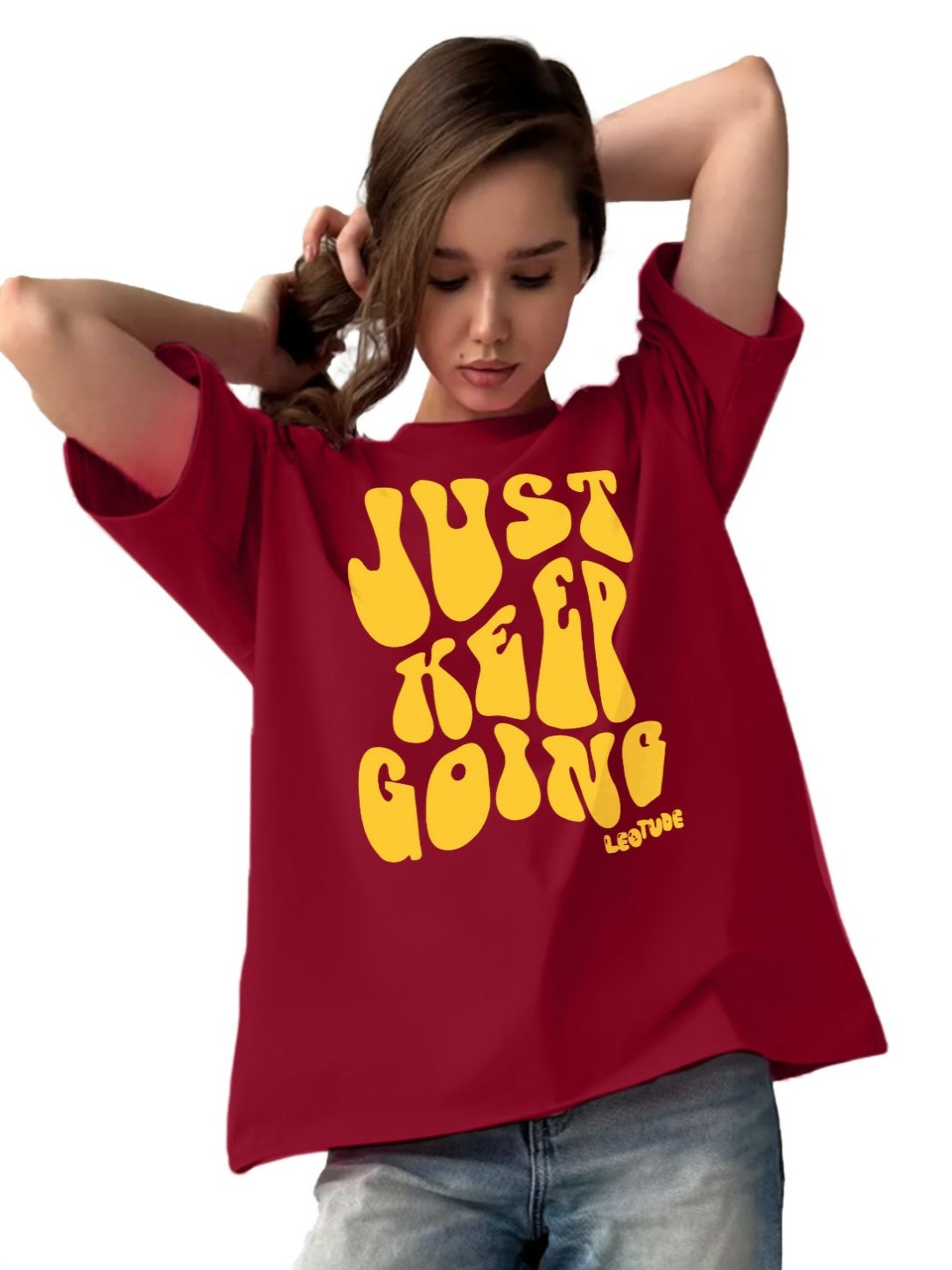 Leotude Women Graphic Printed Ovesized T-shirt