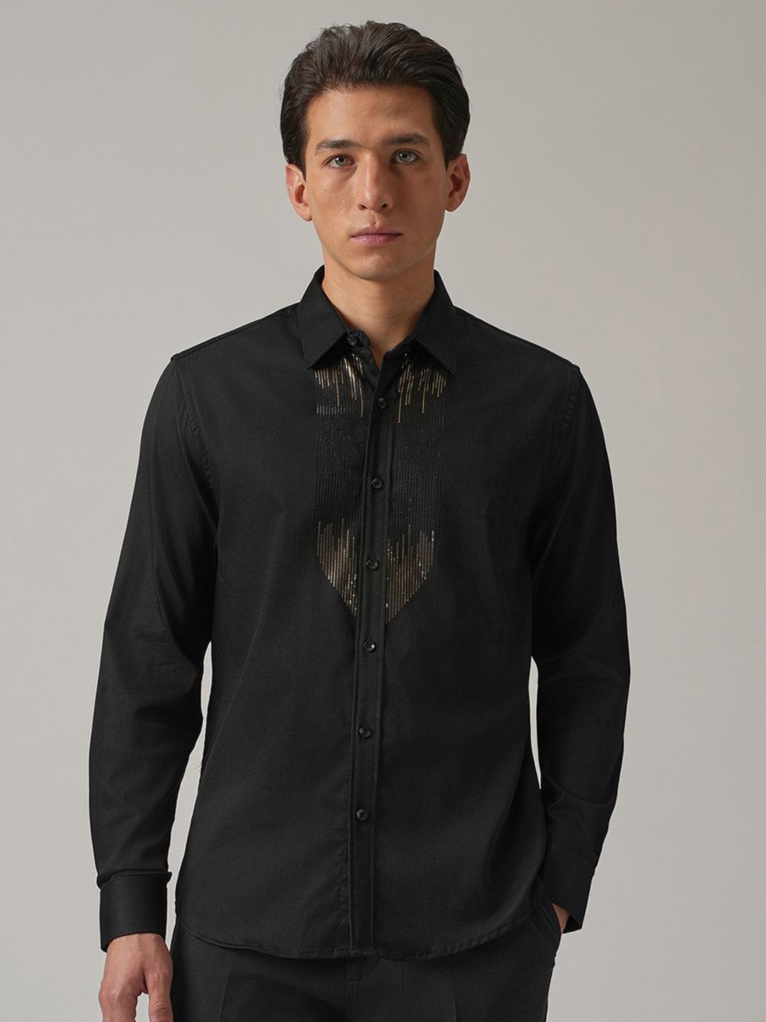 Banana Club Micro-Stud Classic Slim Fit Designer Shirt