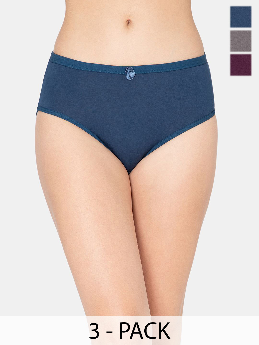 Lady Lyka Pack Of 3 Cotton Mid-Rise Hipster Briefs A-INCARE-1A