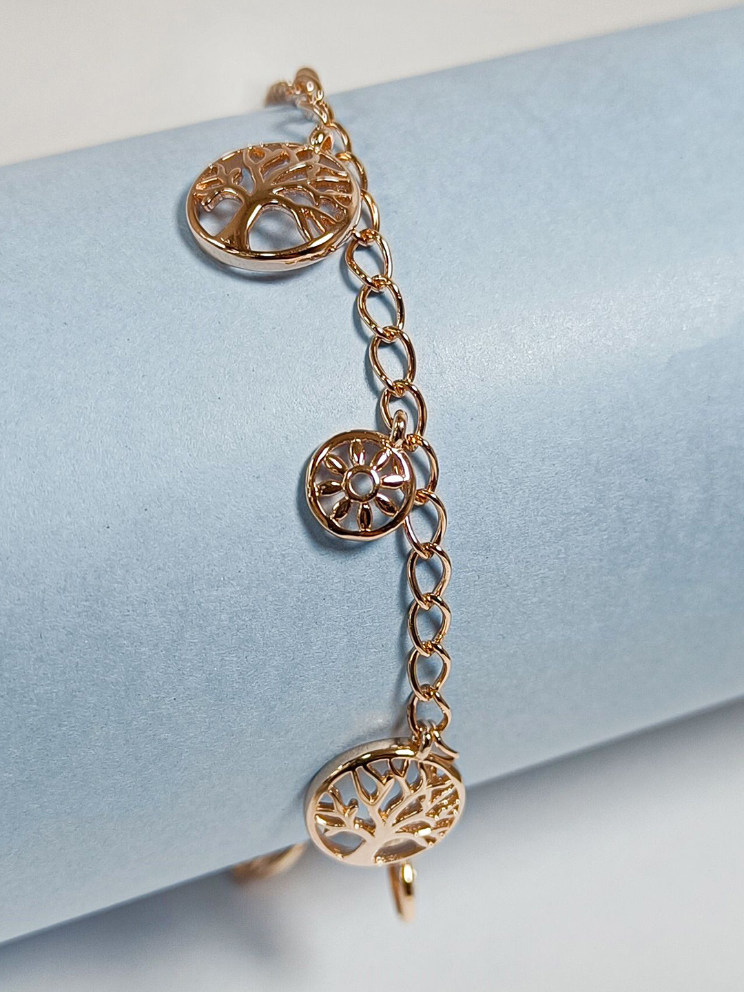 INARI SHINES Women 925 Silver Rose Gold Plated Tree of Life Charms Bracelet