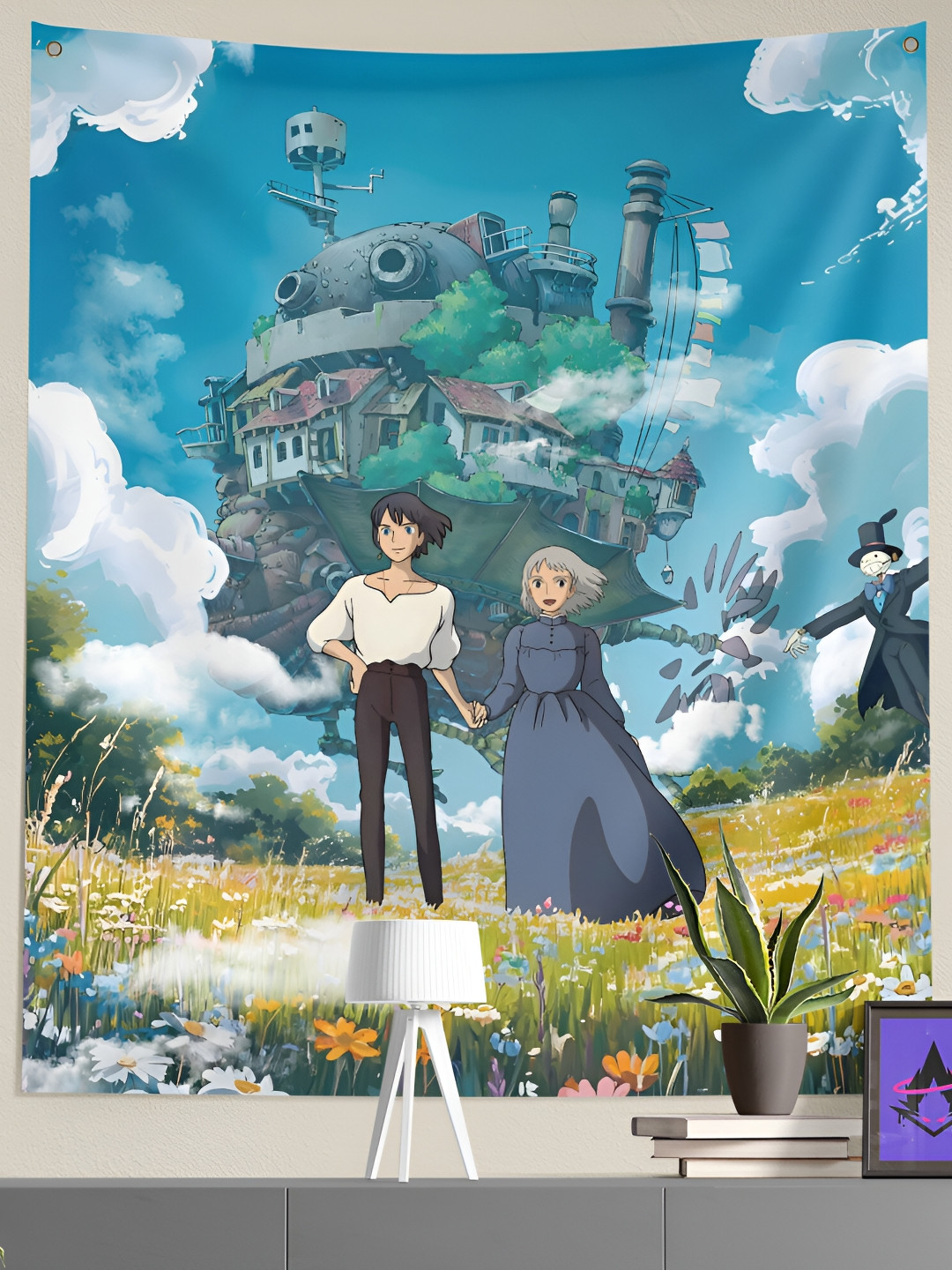 COMICSENSE Blue & Grey Howl's Moving Castle Spellbound Anime Printed Wall Hanging Tapestry