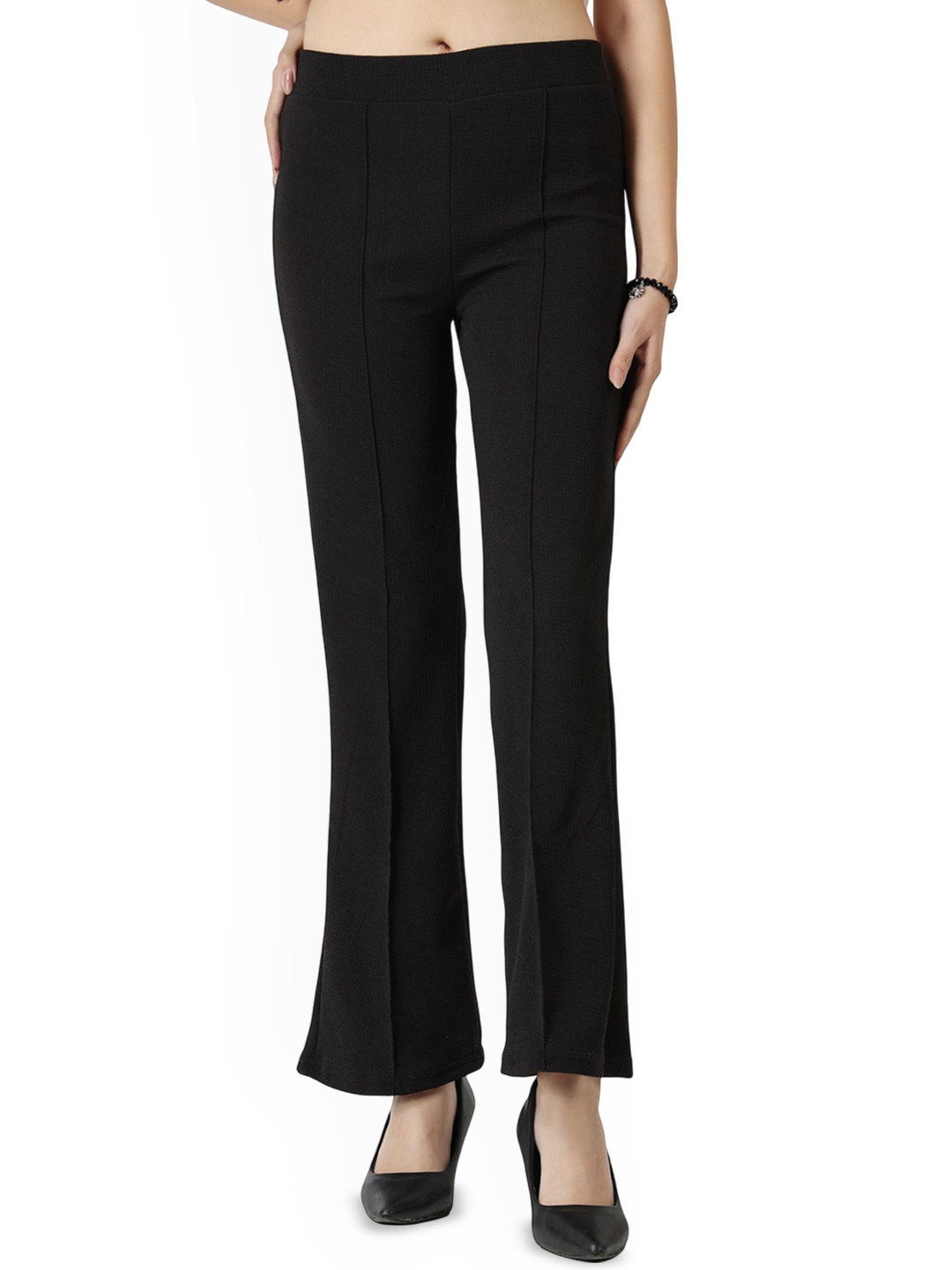 Yozo Women Relaxed Straight Leg Flared High-Rise Bootcut Trousers