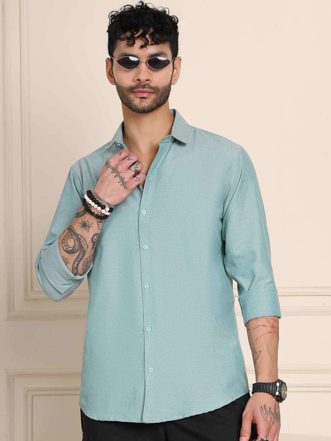 Tanip Men Solid Long Sleeves Casual Shirt