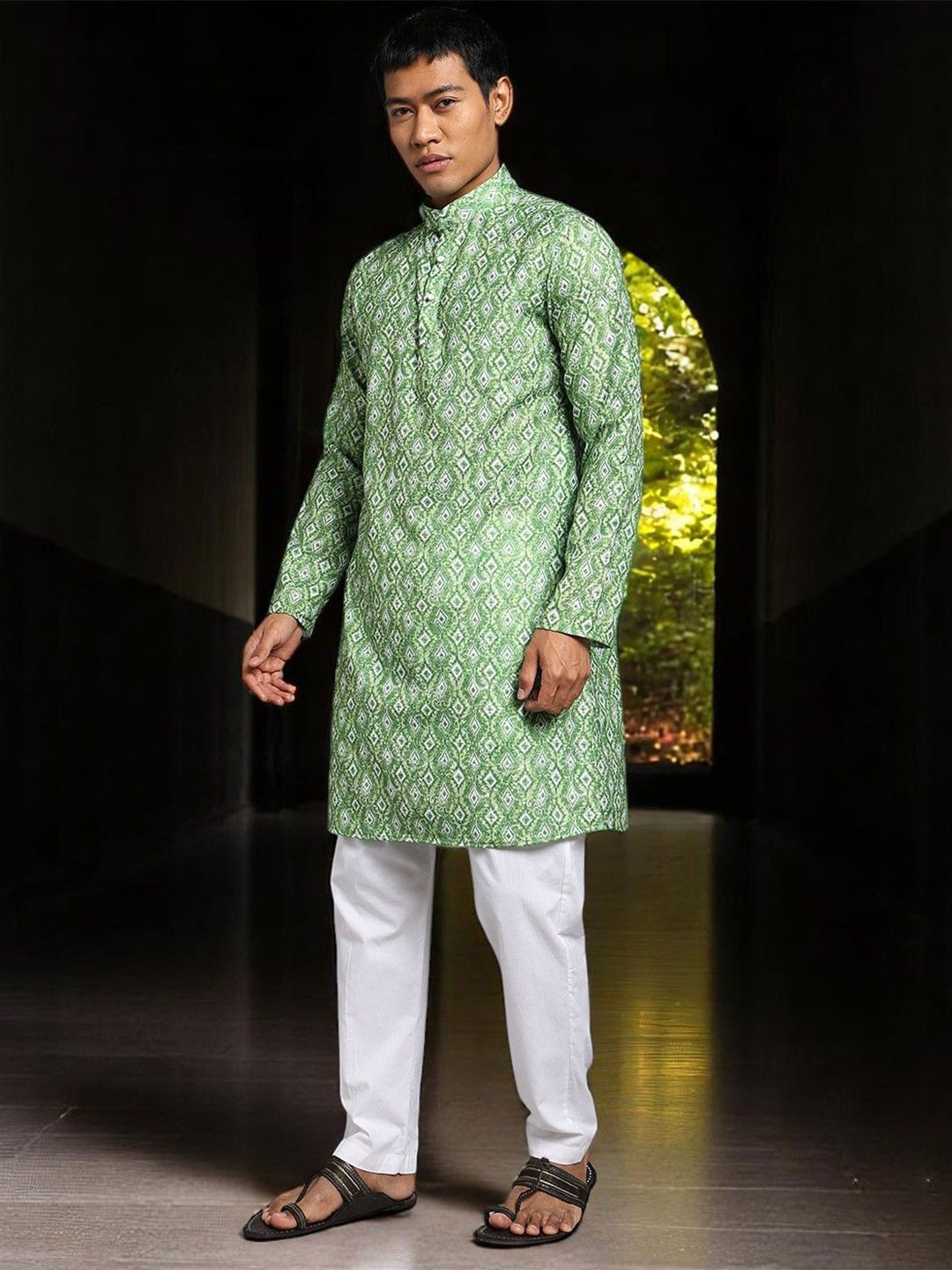 TRYBUY.IN Men Geometric Printed Kurta