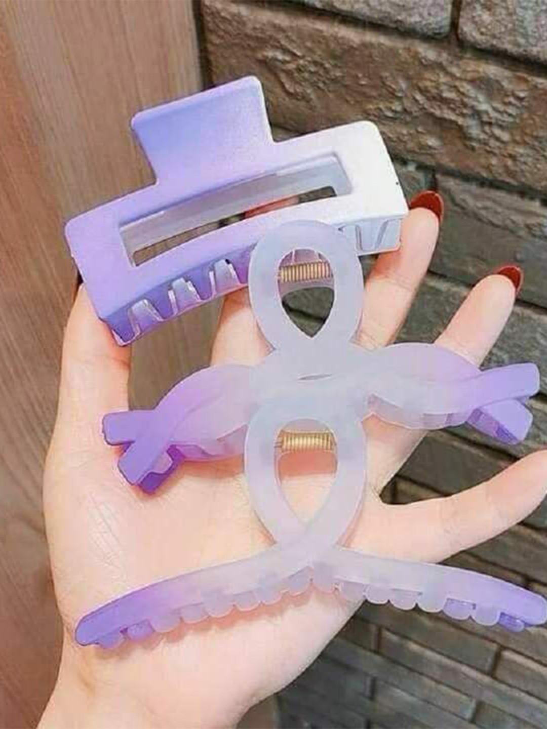 Radhya Accessories Women Set  of 10 Purple Gradient Matte Finish Hair Claws