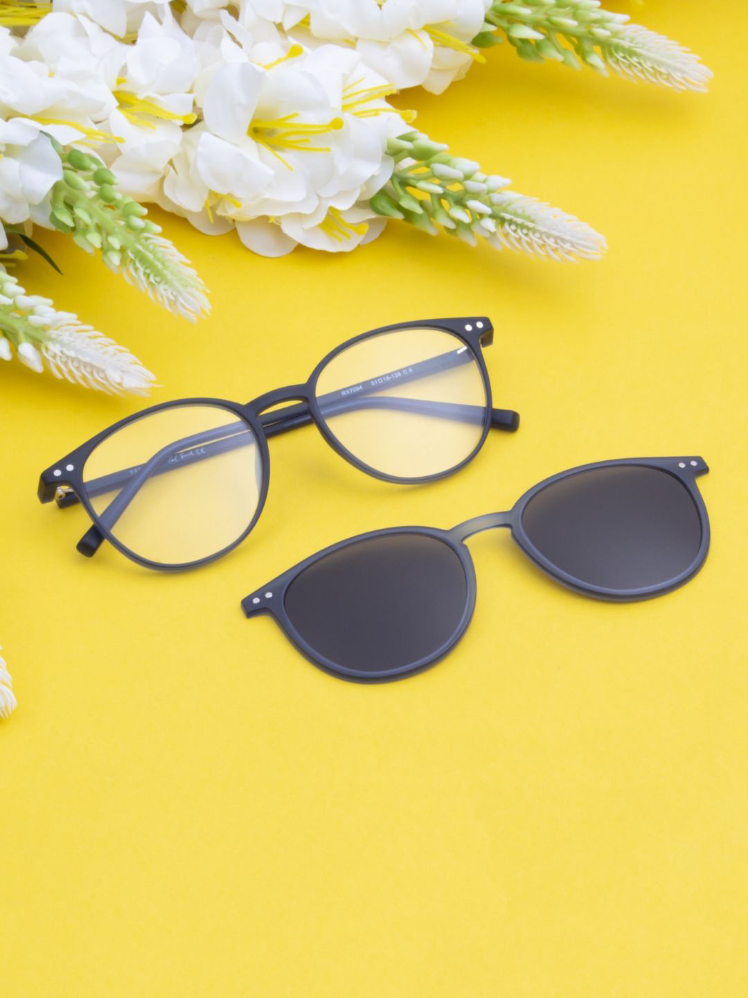 Ted Smith Unisex Blue Round Clip On Frames Clip On Sunglasses With Polarized Lens