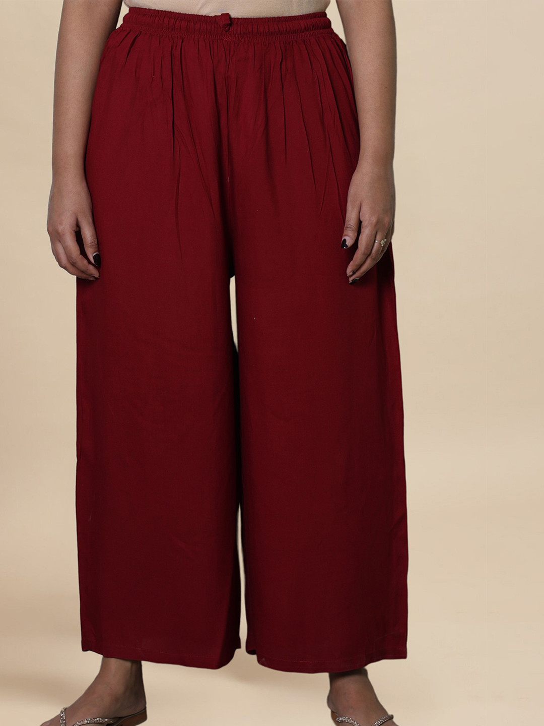 myplusfashion Women Plus Size and Regular Size Wide Leg Rayon Palazzos