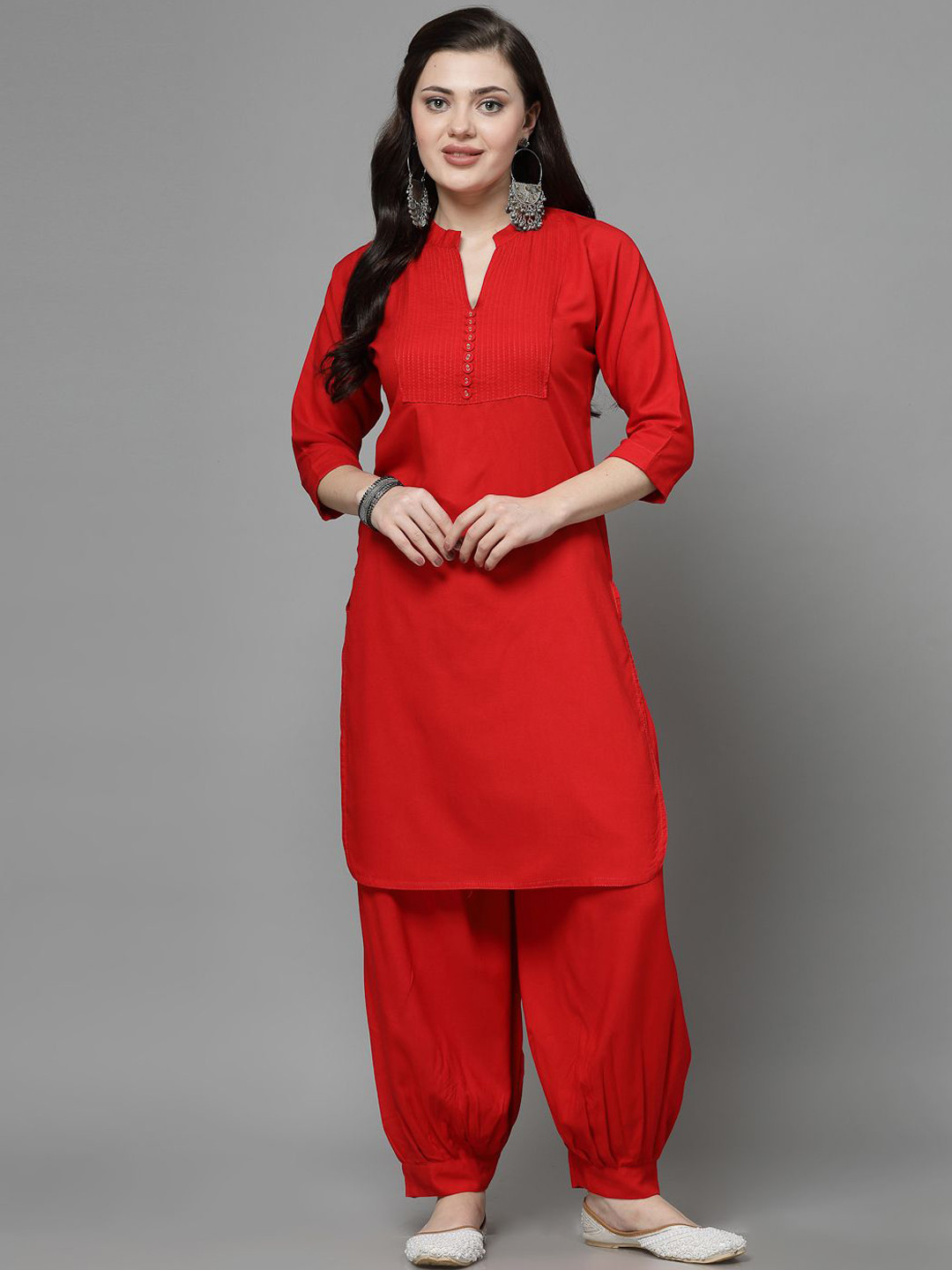 Clora Creation Women Solid Yoke Design Kurta with Harem Pant