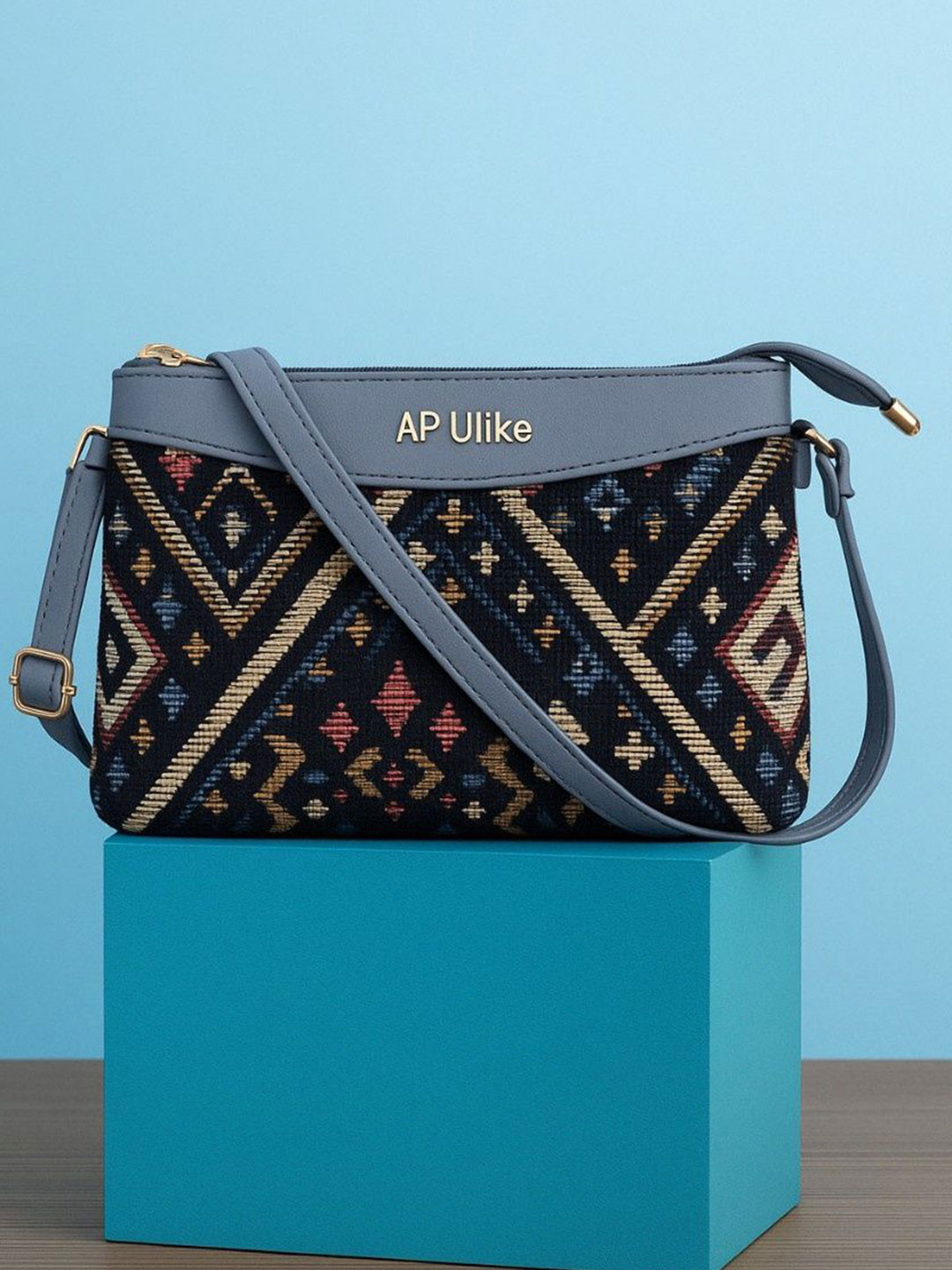 Ap ulike Women Geometric Printed Structured Sling Bag