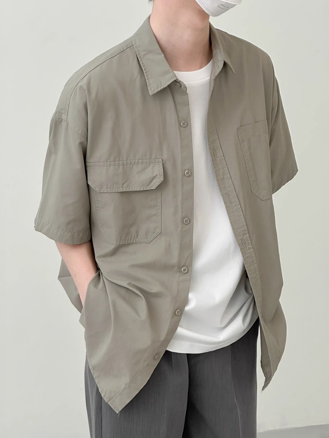 KPOP Short Sleeves Spread Collar Casual Shirt