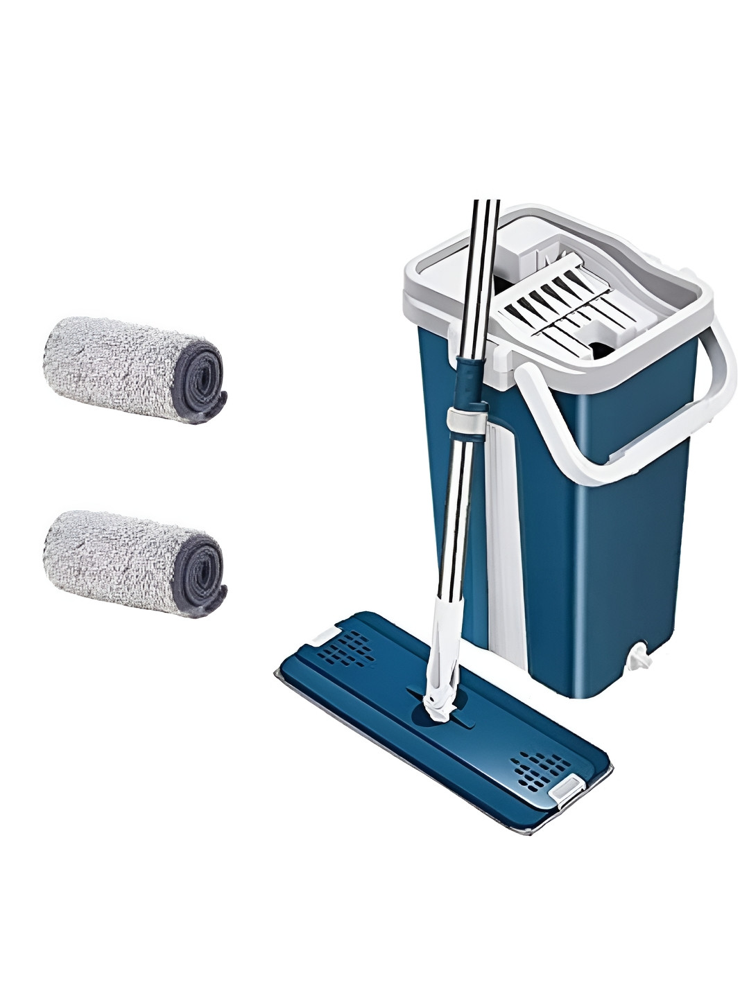 upkaranwale Blue Floor Cleaning Reusable Dust Mop With 2 Soft Refill Pads