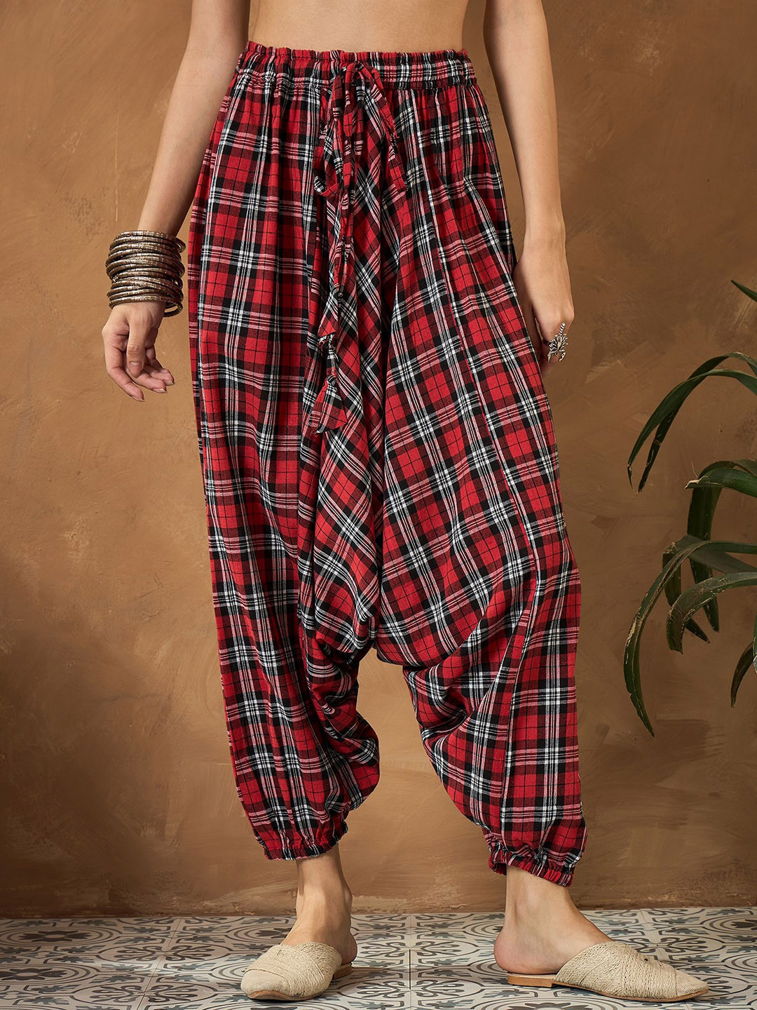 InWeave Women Loose Fit Woven Design Harem Pants