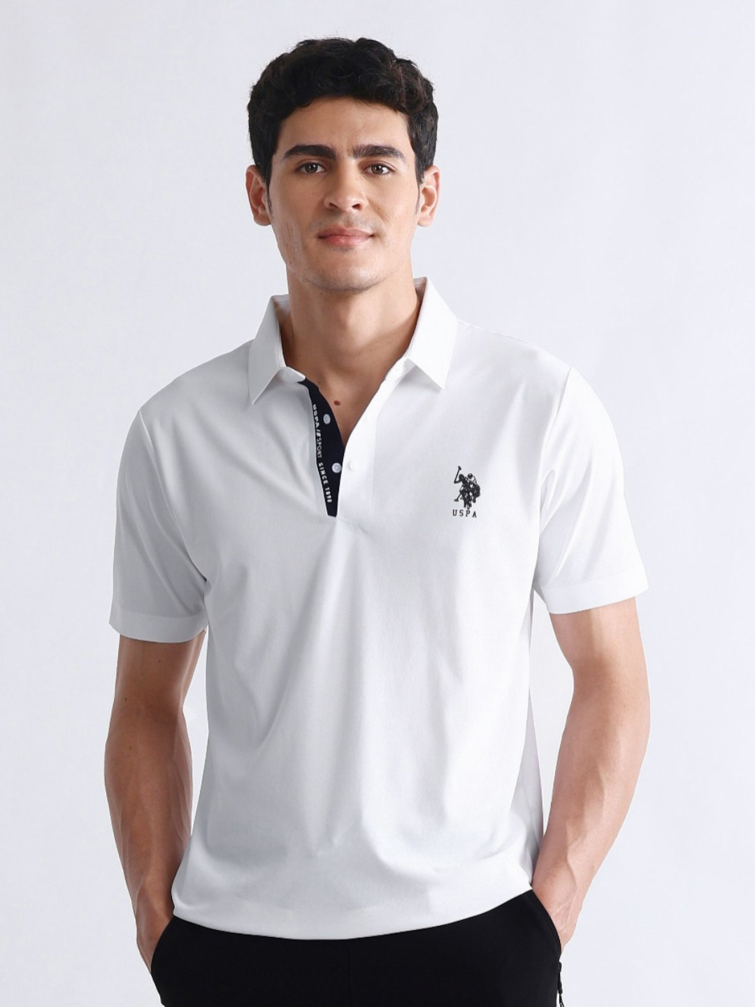 USPA Sport Polo Collar Short Sleeves Slim Fit T-shirt