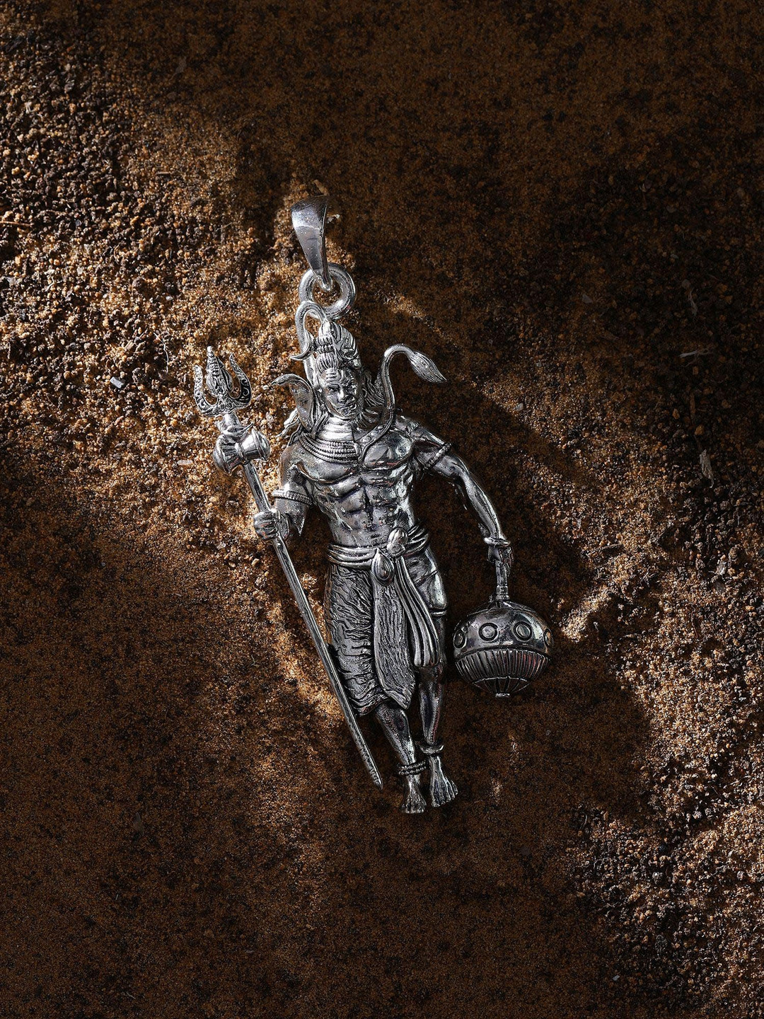 Exotic India Sterling Silver Lord Shiva and Lord Hanuman Pendant