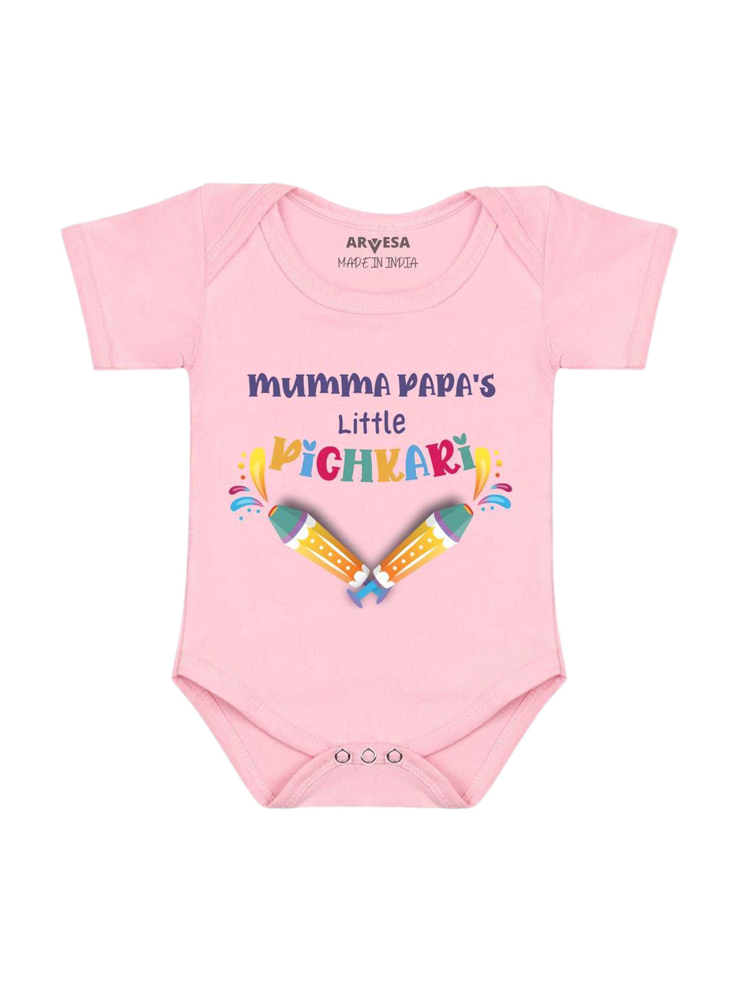 Arvesa Mummy Papa'S Little Pichkari  Printed Bodysuit