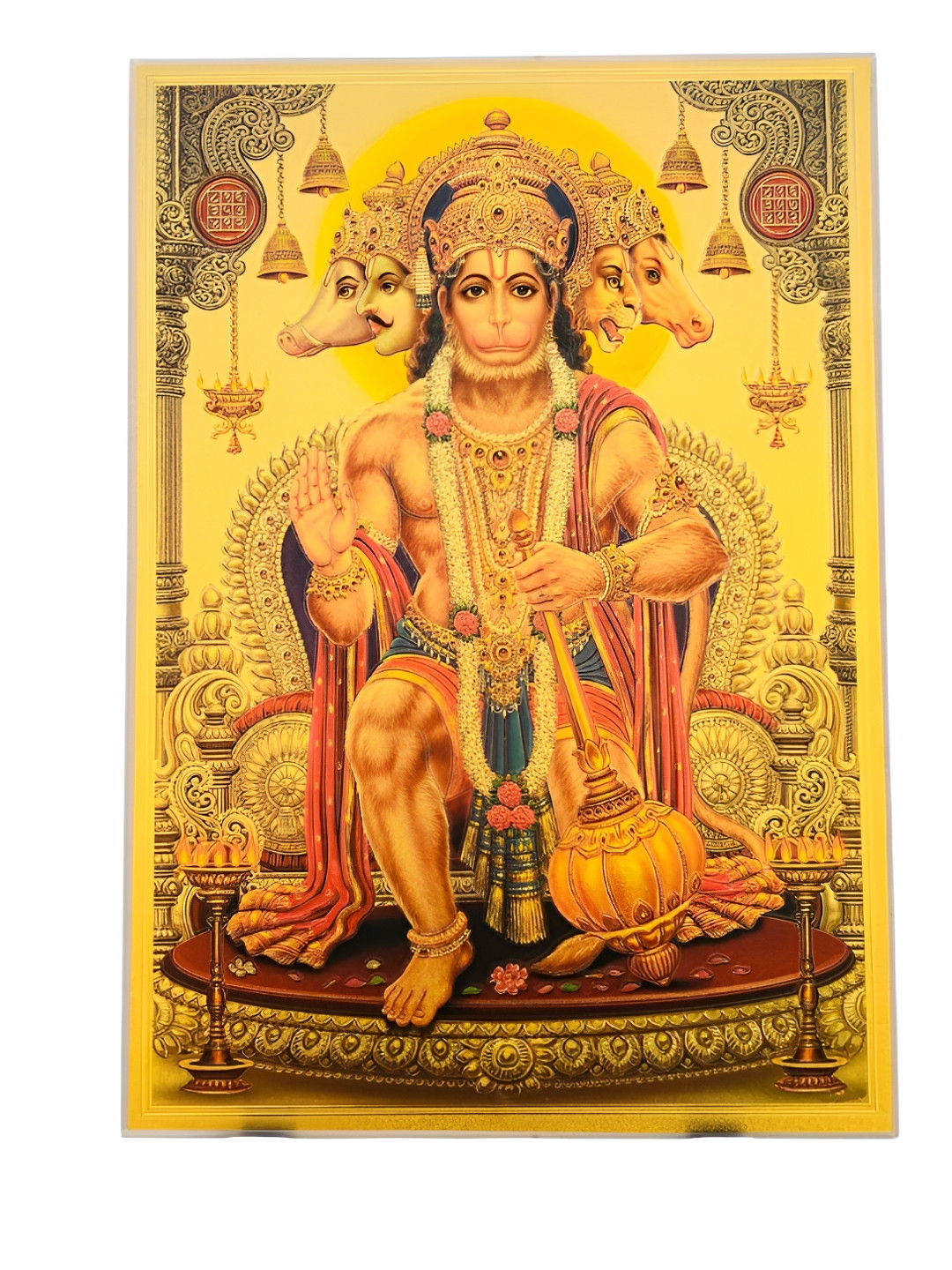 SHOP BY ROOM Lord Hanuman Synthetic Wood Living Room Paintings Wall Art -12 x 8In