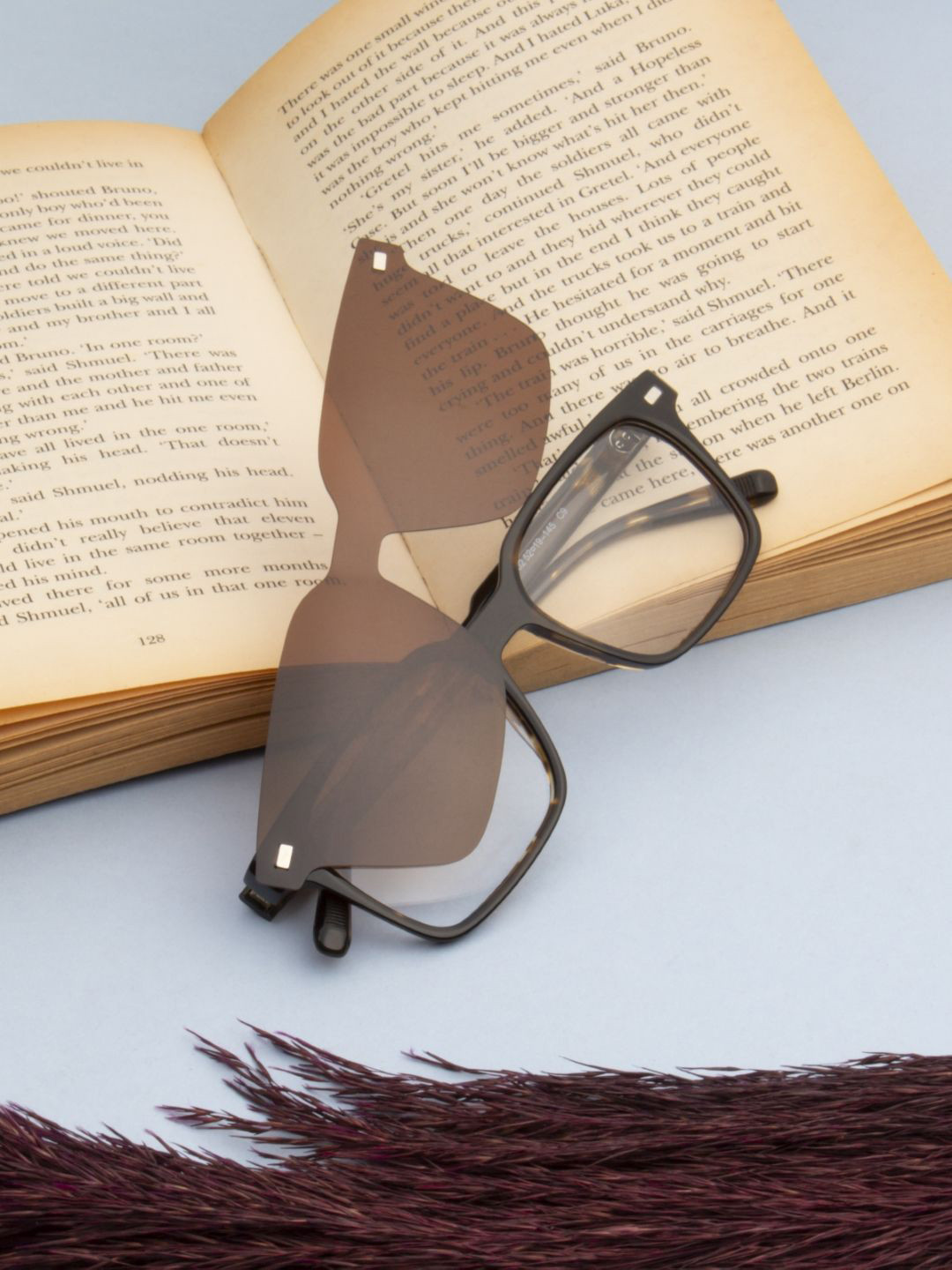 Ted Smith Unisex Demi Brown Square Acetate Clip On Frames Clip On Sunglasses With Polarized Lens
