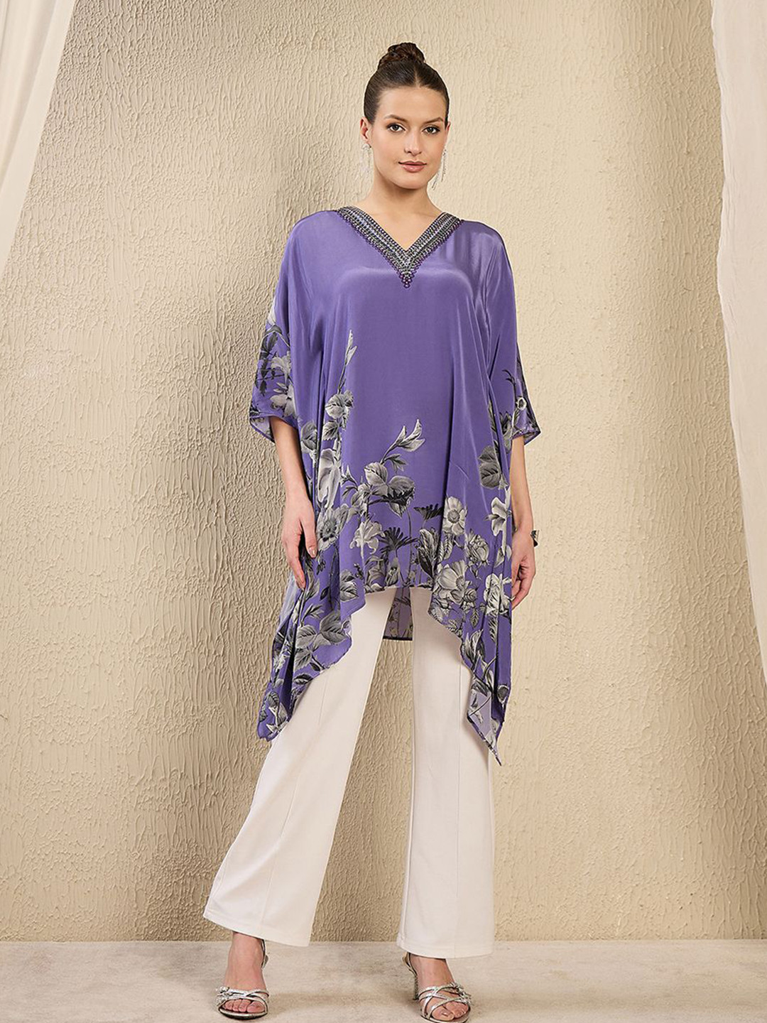 First Resort by Ramola Bachchan Women Embellished Floral Kaftan Top