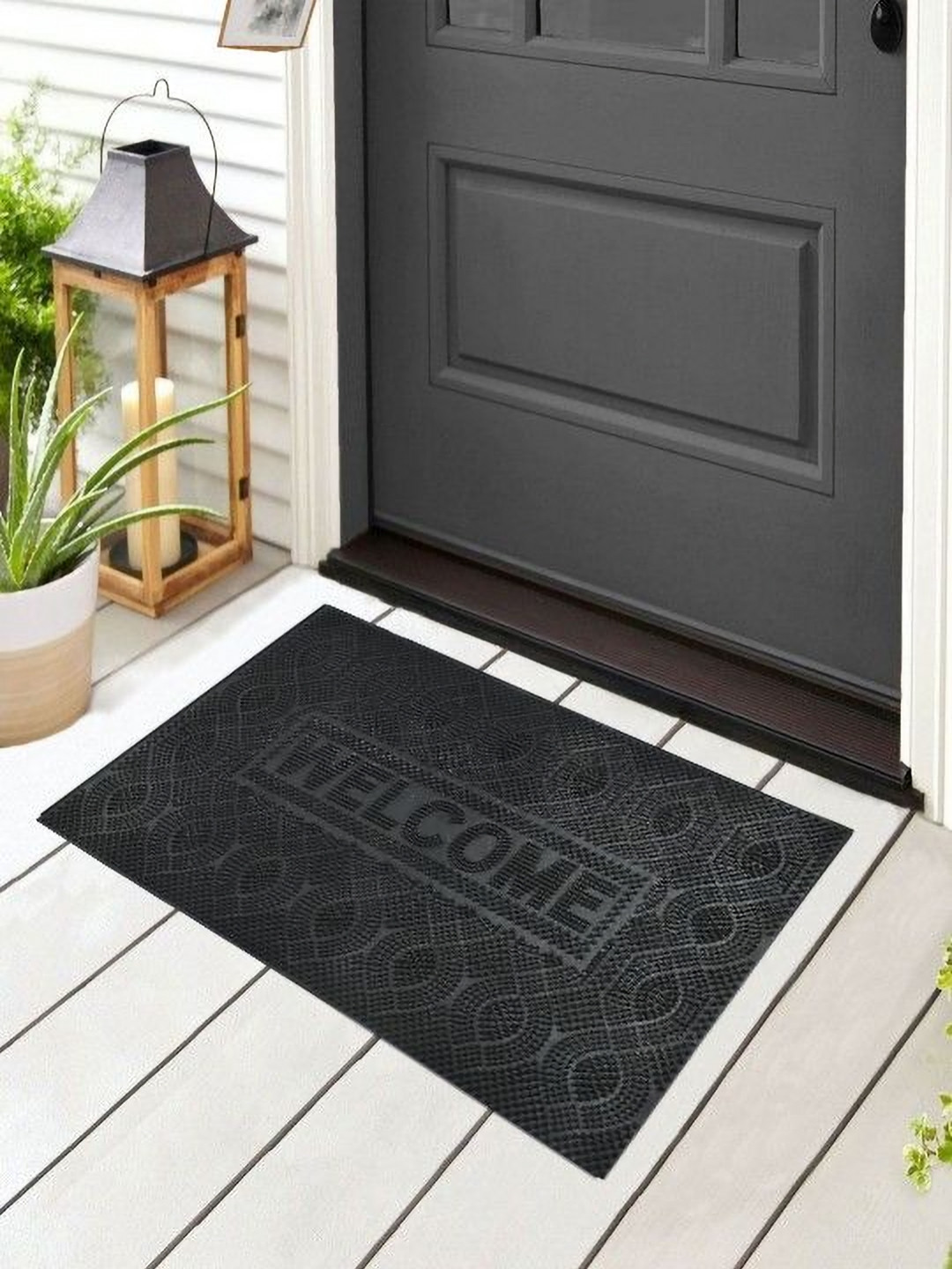 IVAZA Black Textured Anti-Skid Doormat
