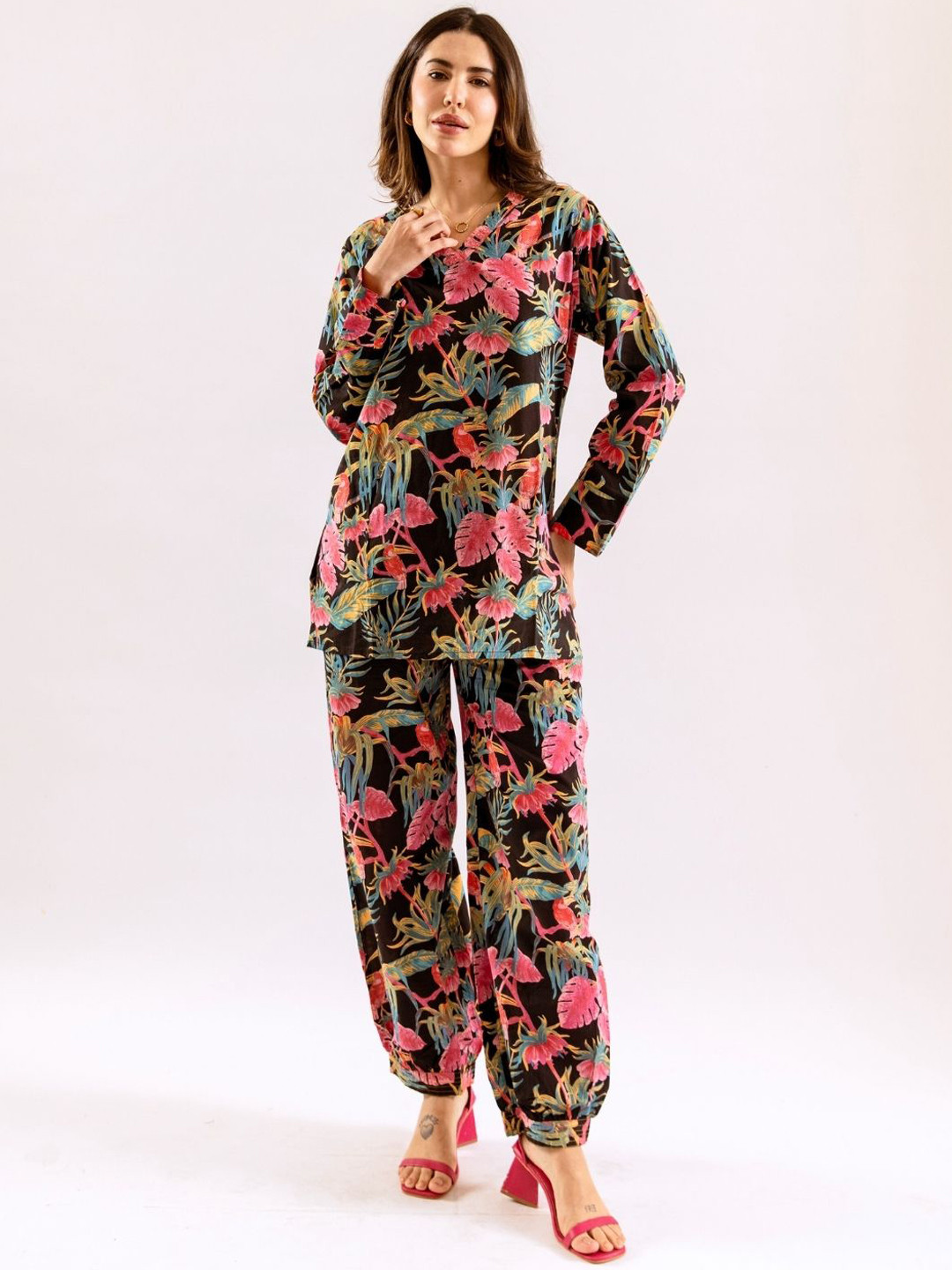 FEATHERS CLOSET Lily Wing Printed Patiala Cotton Co-Ord Set