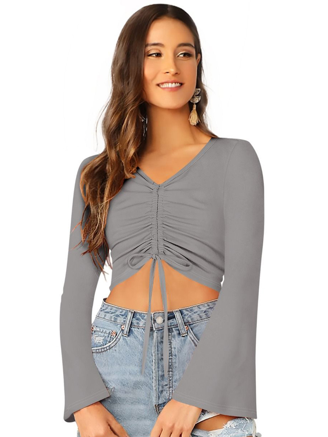 Fashion Care Solid Gathered or Pleated Fitted Top