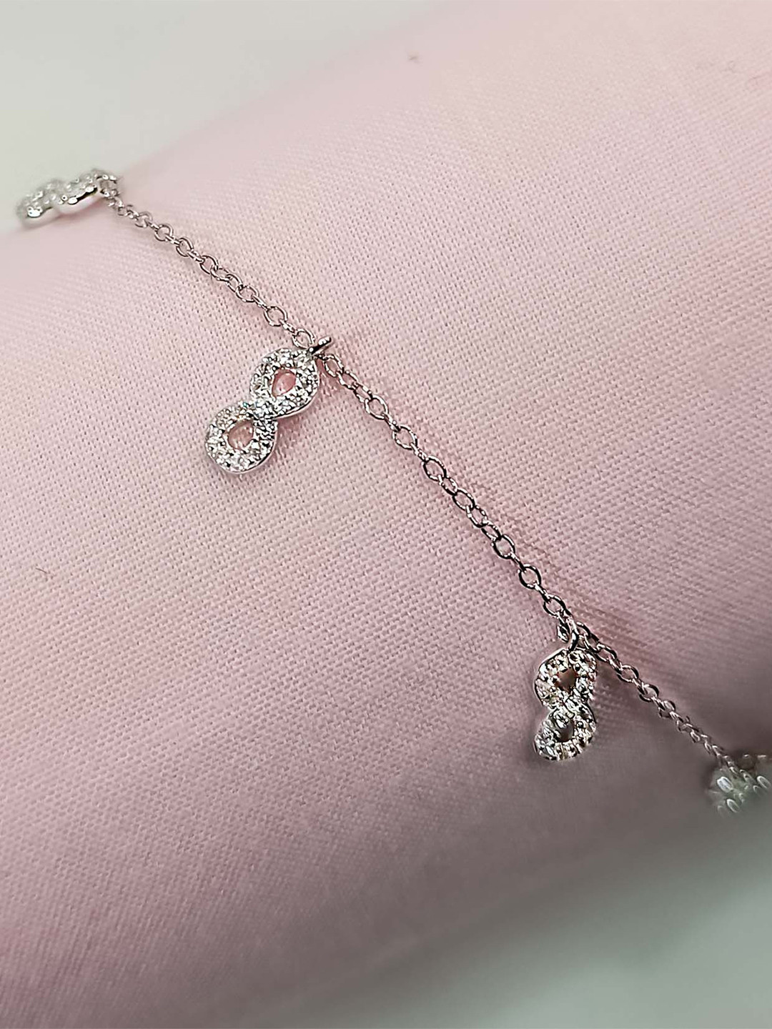 INARI SHINES Women 925 Silver Rhodium Plated Infinity Charms Bracelet