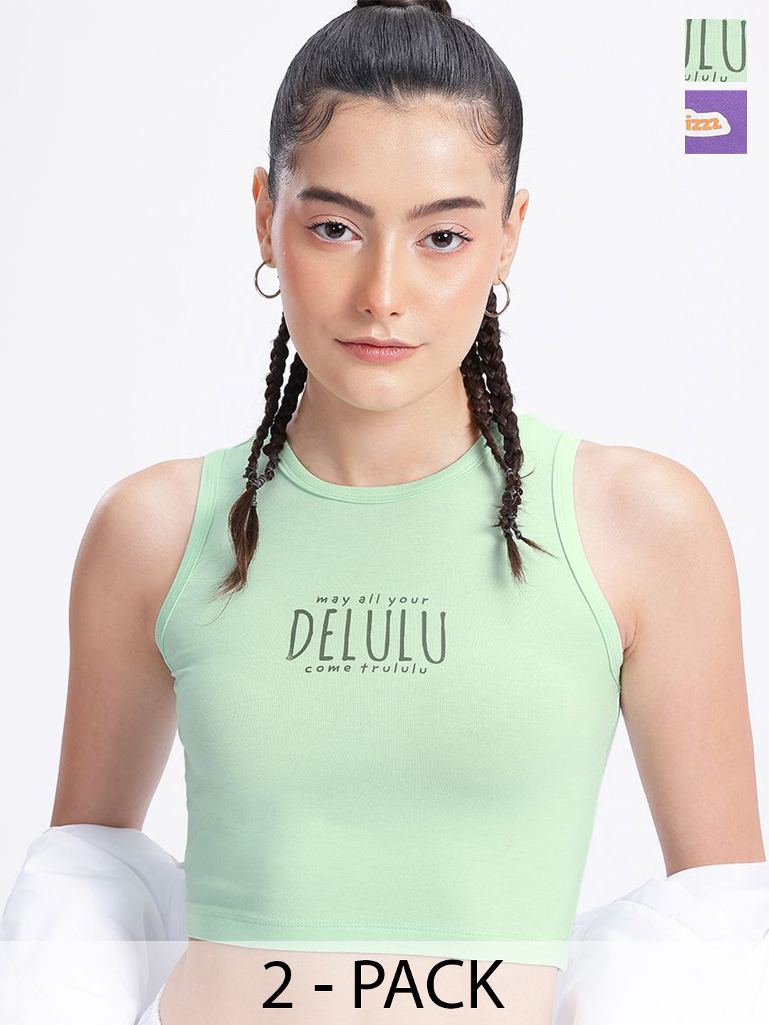 SZN Women typography print Pack Of 2 Tank Crop Tops