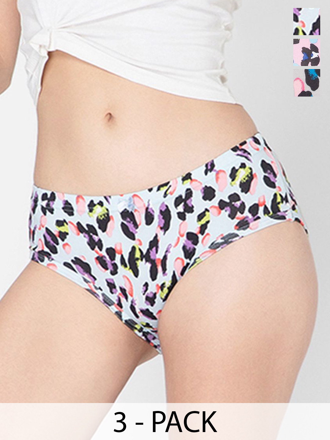 Lady Lyka Pack Of 3 Printed Cotton Hipster Briefs PETALS-5A