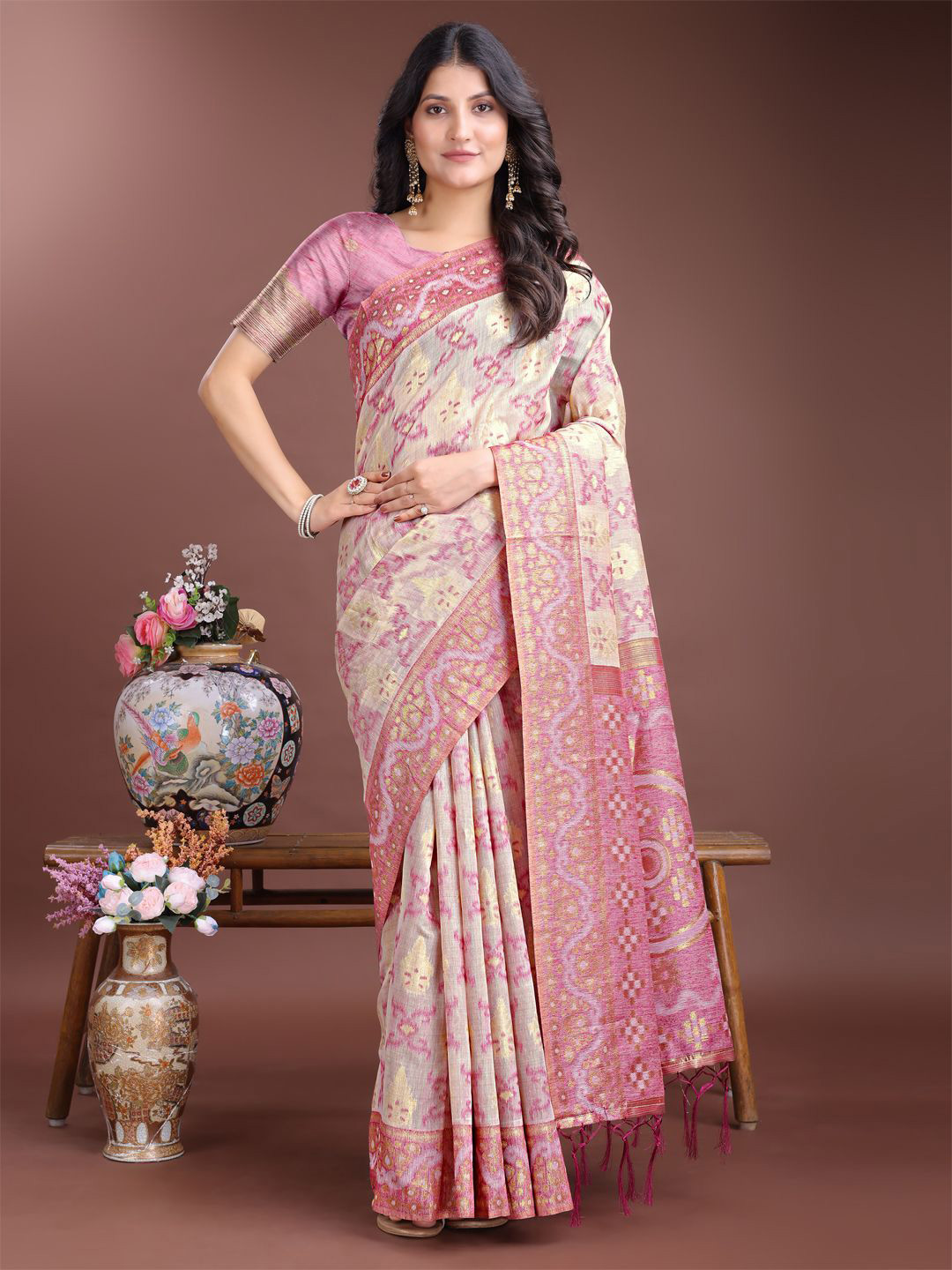 LeeliPeeri Woven Design Designer Ikat Saree