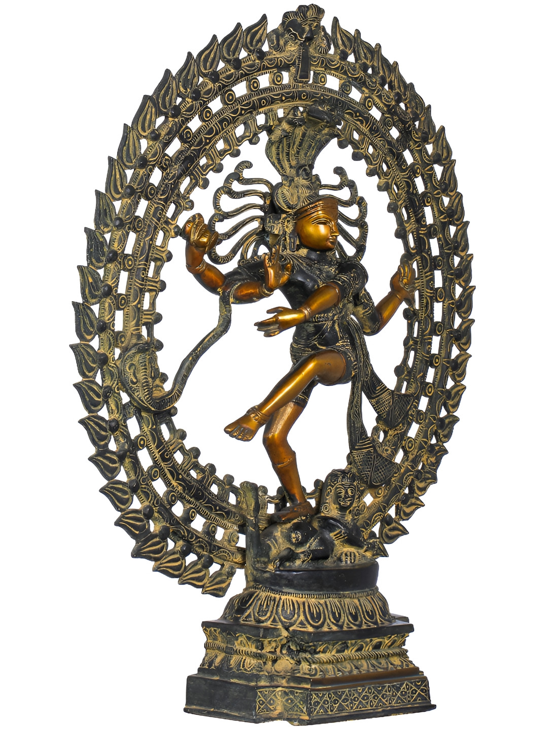 Exotic India Lord Shiva As Nataraja Black Brass Metallic Living Room Hand-Crafted Medium Showpiece - 22.5 Inches